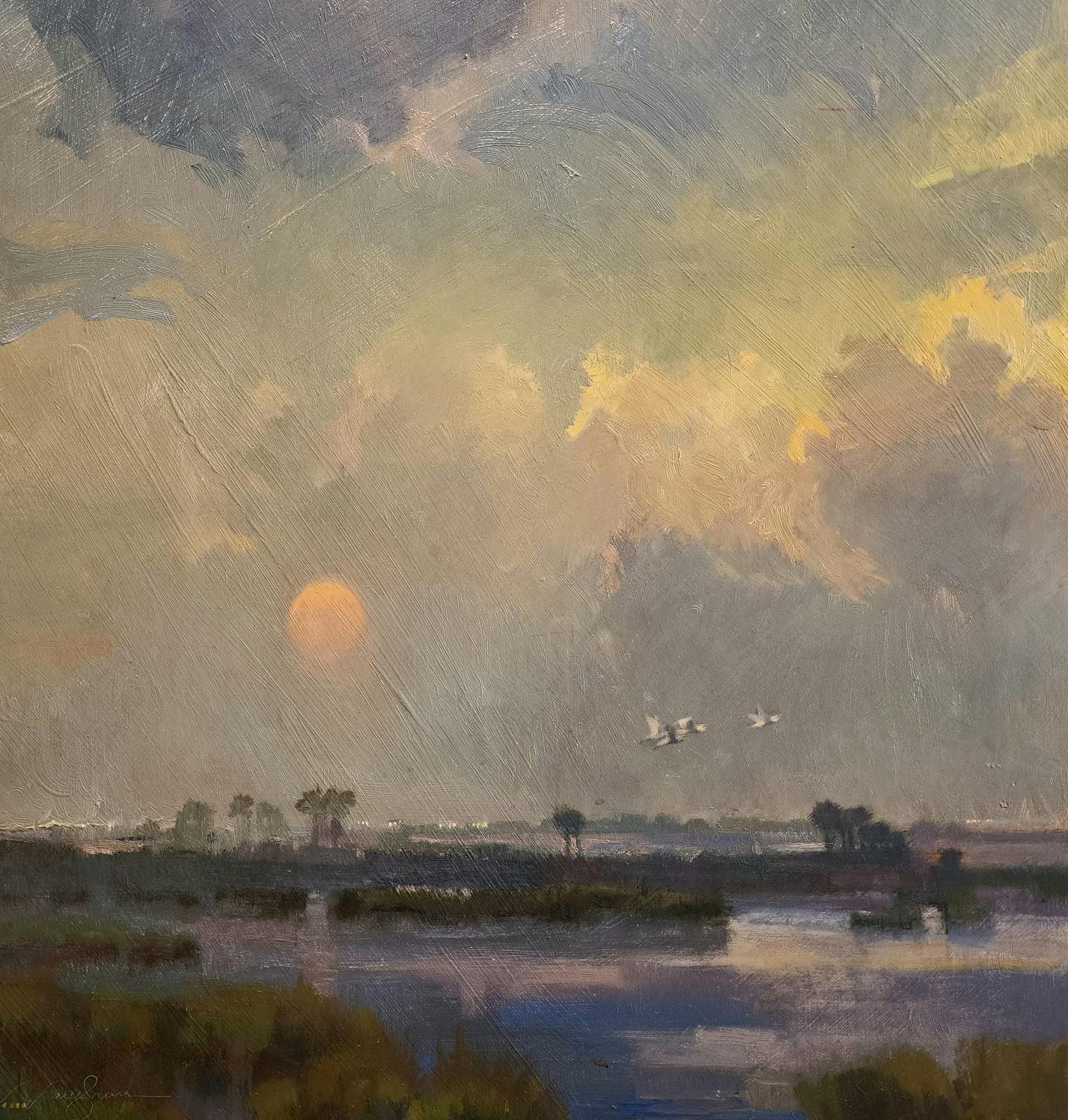  Vor Harvey (Hurrikan 2017)  Impressionismus Rockport Texas Golfküste – Painting von Virginia Vaughan 