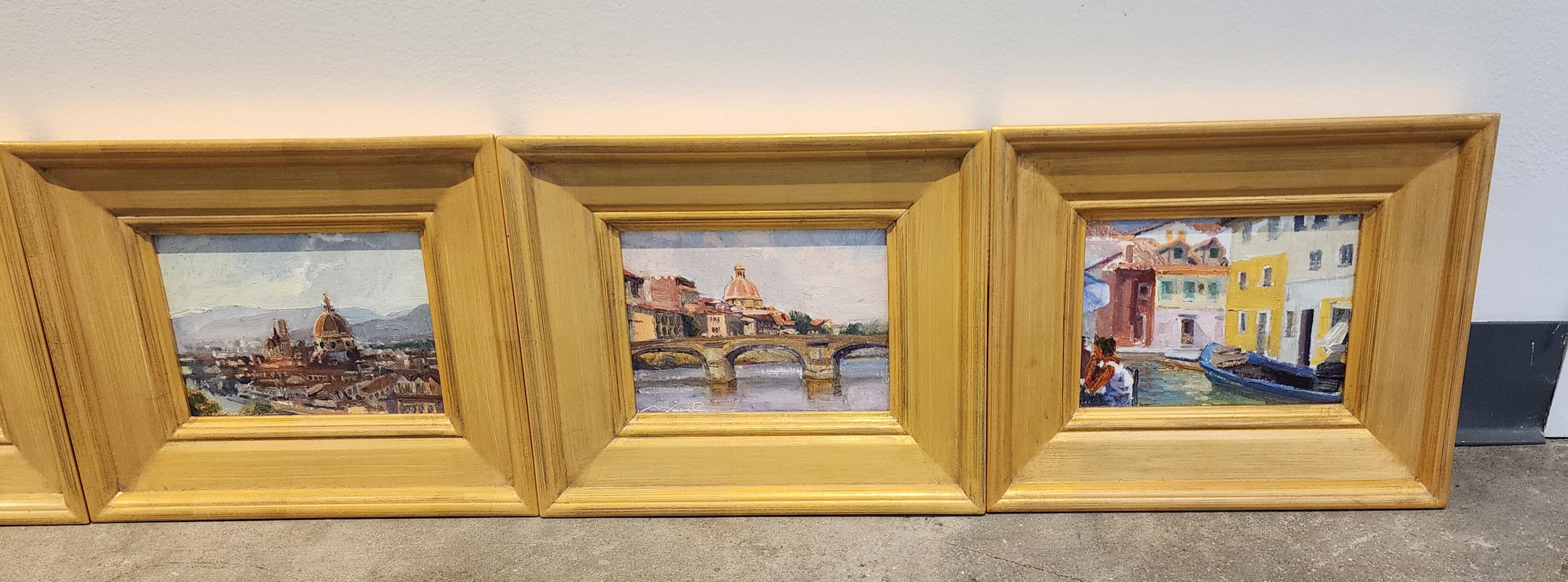 Flussabwärts von der Pont Vecchio-Brücke   ist Teil der neu erschienenen kleinen Werke aus V....Vaughans Sammlung der letzten Reisen in Italien und Frankreich. V....Vaughan hat jedes dieser Bilder vor Ort 