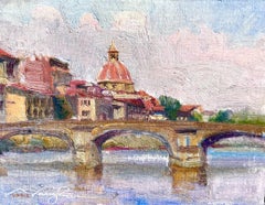 Down River from the Pont Vecchio Bridge, Impressionism ,Landscape, Plein Aire,