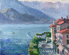 Lake Como Boat Trails, Impressionism, Landscape, Italy, Plein Aire, Free Shipping