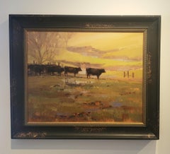 Looking Back, Texas Cattle , Impressionism , Texas Ranches, Texas Artist , Rodeo