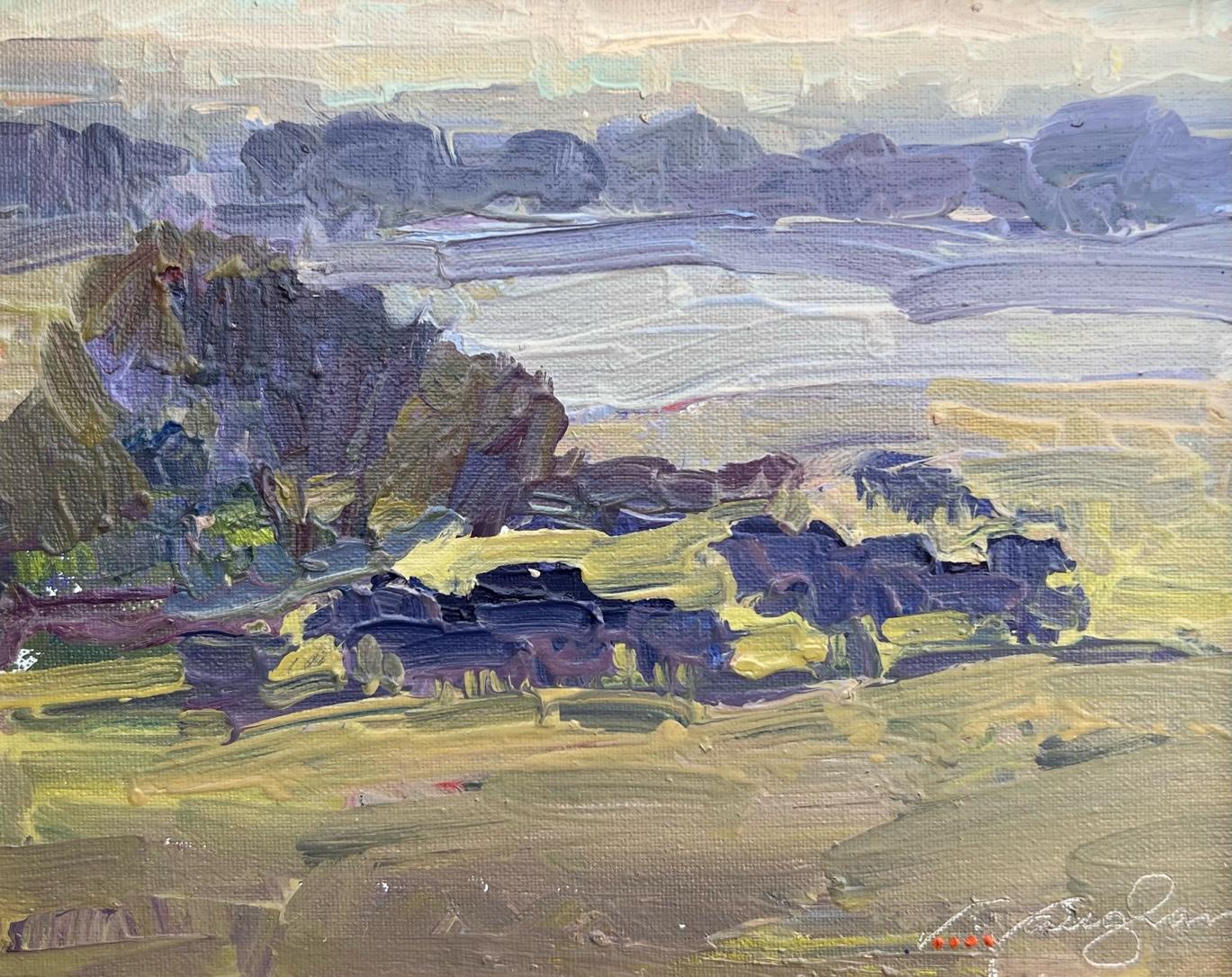 EINE HERDE HÖRT ZU  Impressionismus, Landschaft, Schafe, Freilicht, Pleinair im Angebot 9