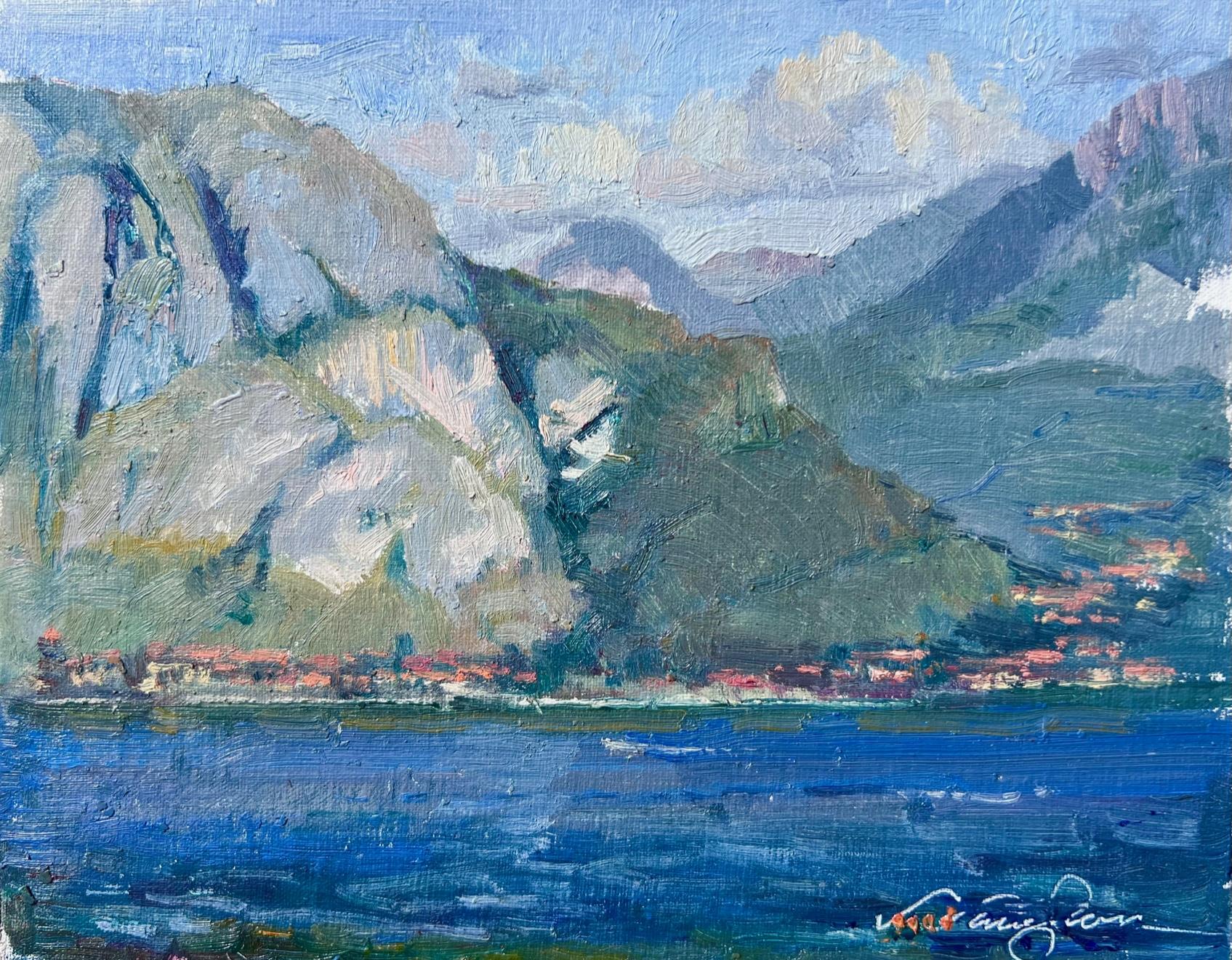 EINE HERDE HÖRT ZU  Impressionismus, Landschaft, Schafe, Freilicht, Pleinair im Angebot 12