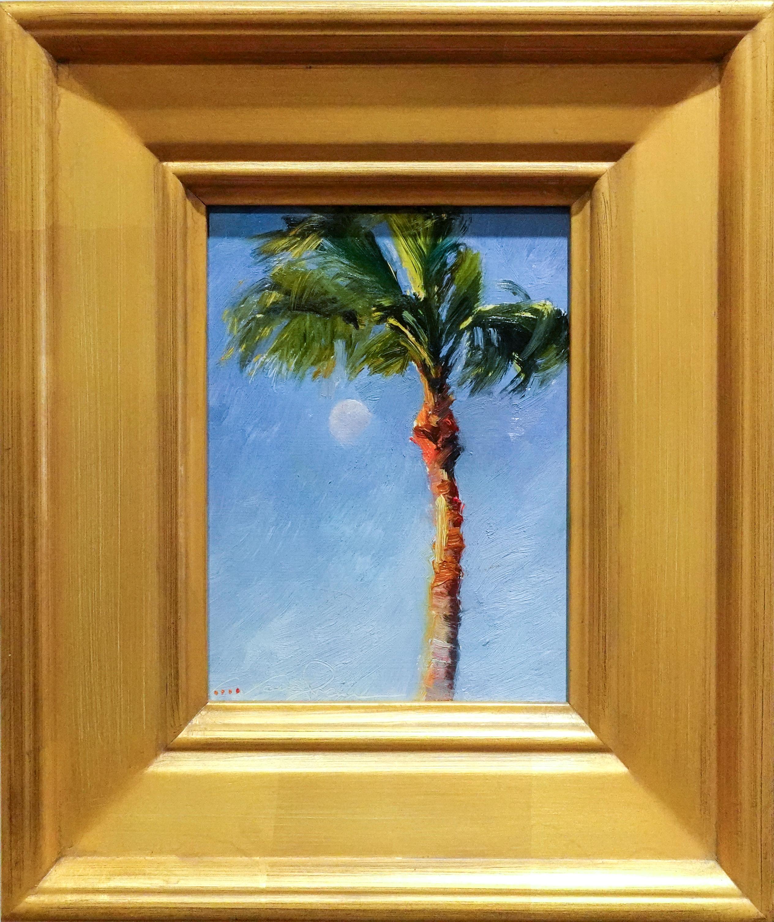 Coucher de soleil sur le porche 9x12 huile Lever de lune Coucher de soleil Sargent, Texas Nuages en vente 7