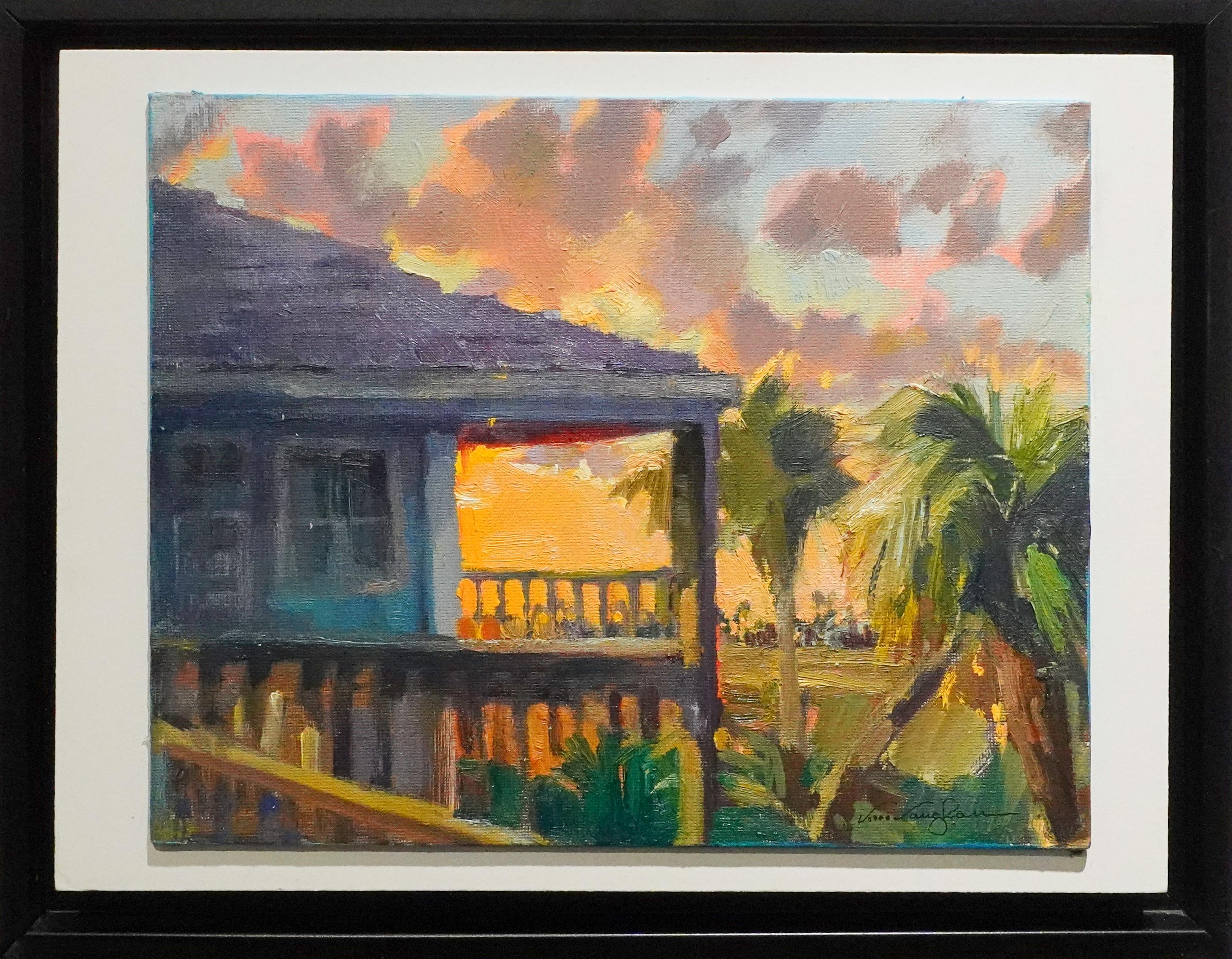 Coucher de soleil sur le porche 9x12 huile Lever de lune Coucher de soleil Sargent, Texas Nuages
Sargent, TX. Sargent, situé sur la route agricole 457 à cinq miles au nord-ouest du golfe du Mexique et à vingt-quatre miles au sud-est de Bay City,