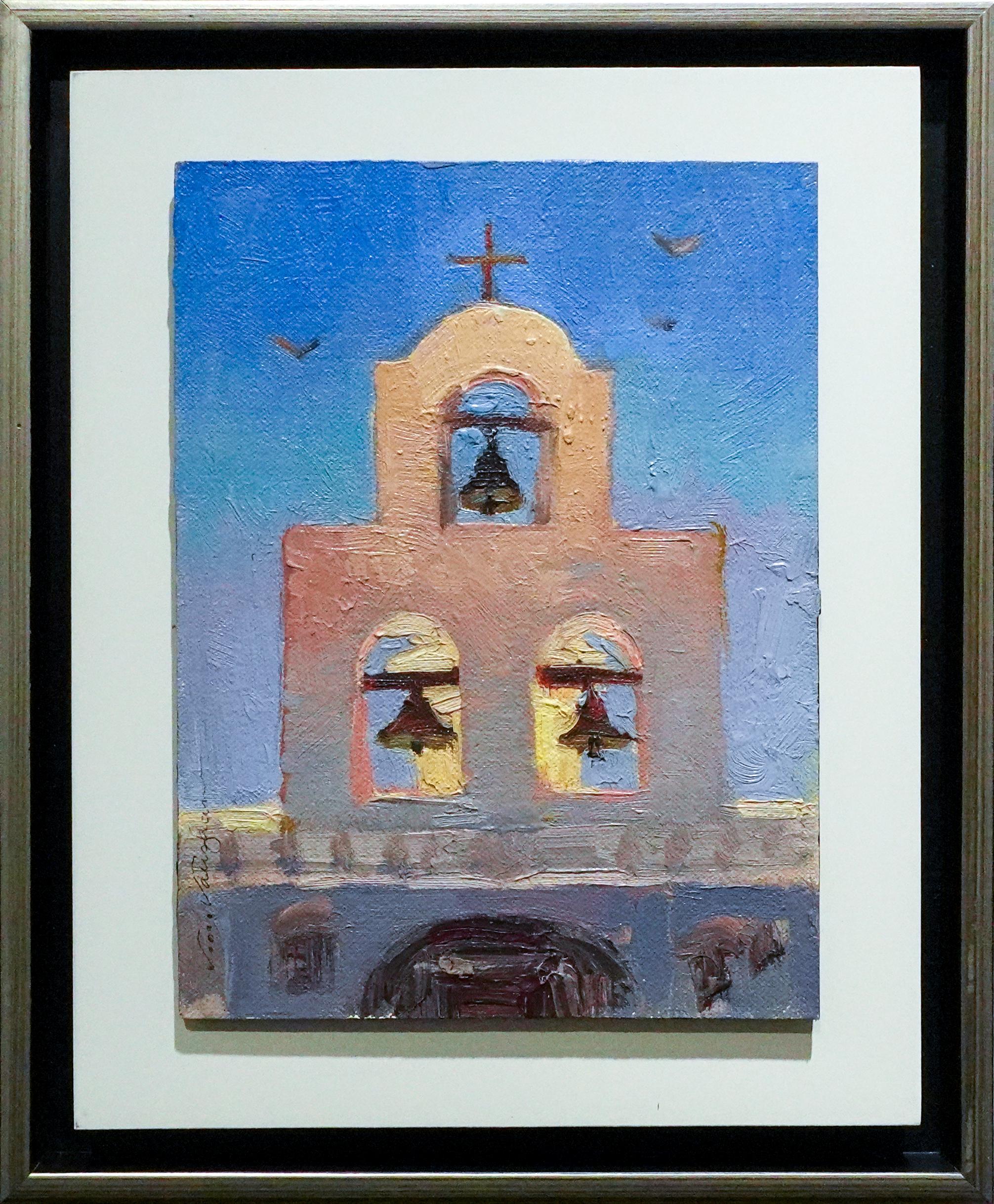 Coucher de soleil sur le porche 9x12 huile Lever de lune Coucher de soleil Sargent, Texas Nuages en vente 2