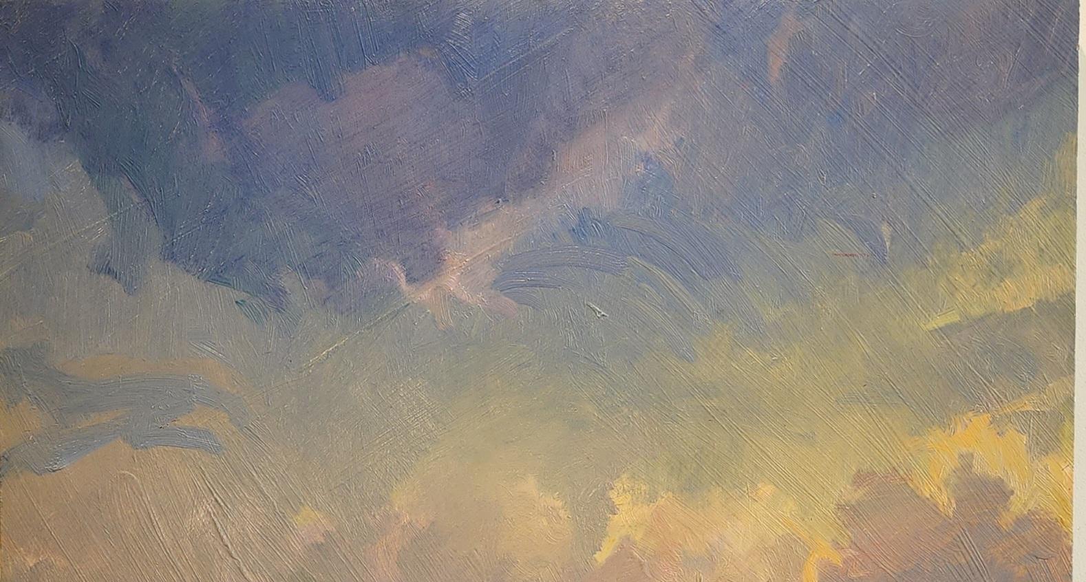 The Calm before Hurricane Harvey Impressionism  Rockport Texas Gulf Coast Sea - American Impressionist Painting by Virginia Vaughan 