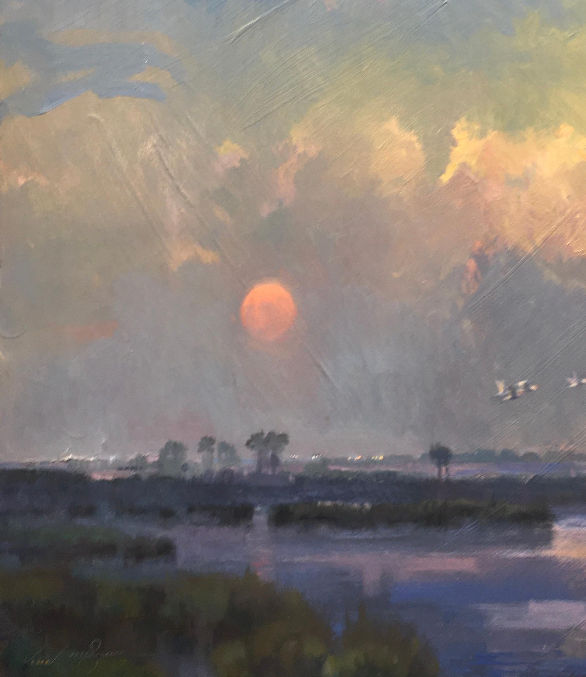 The Calm before Hurricane Harvey Impressionism  Rockport Texas Gulf Coast Sea For Sale 1