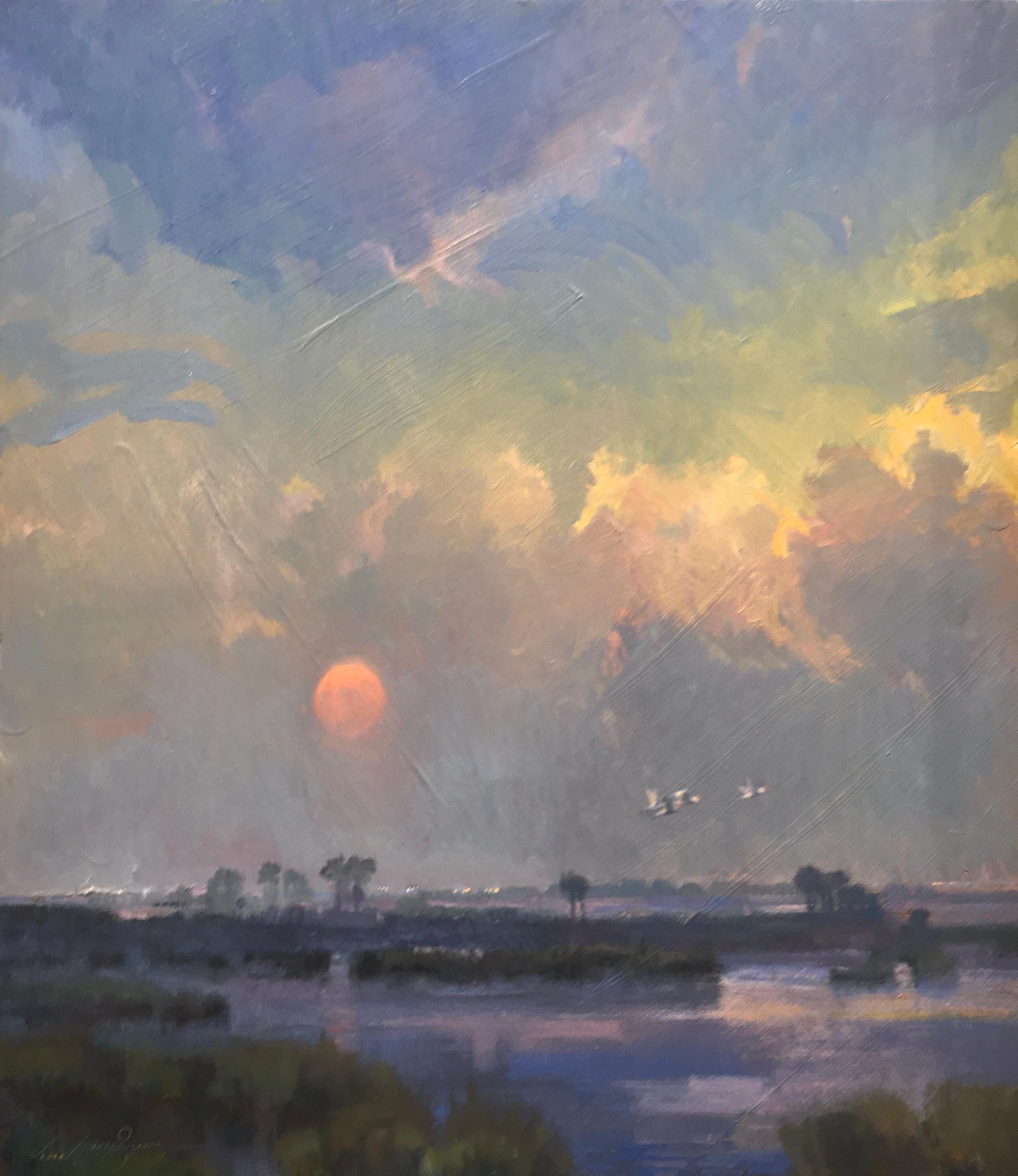 The Calm before Hurricane Harvey Impressionism  Rockport Texas Gulf Coast Sea For Sale 3