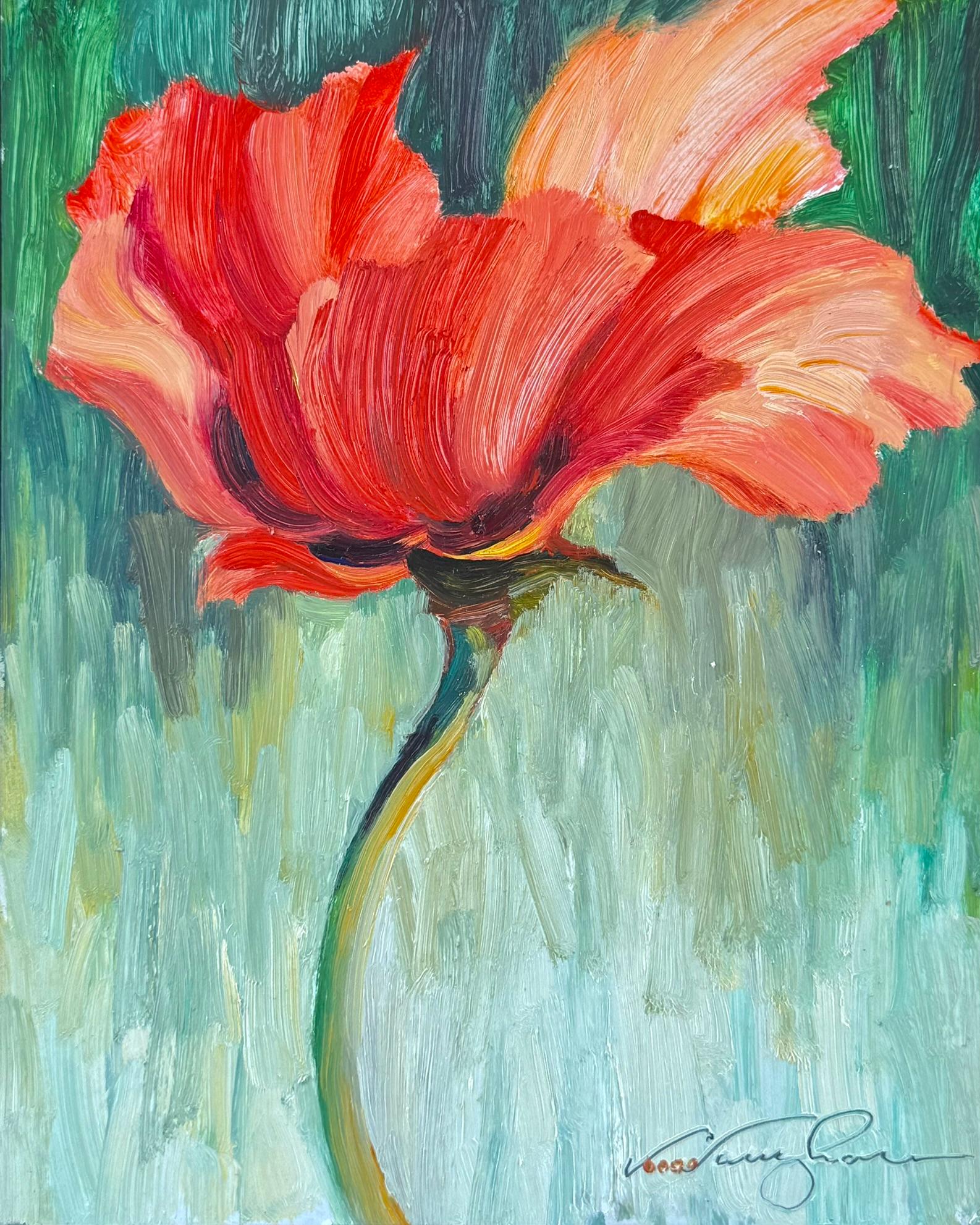 A travers un autre coquelicot Impressionnisme Floral 10" x 8" Paysage Signification spirituelle