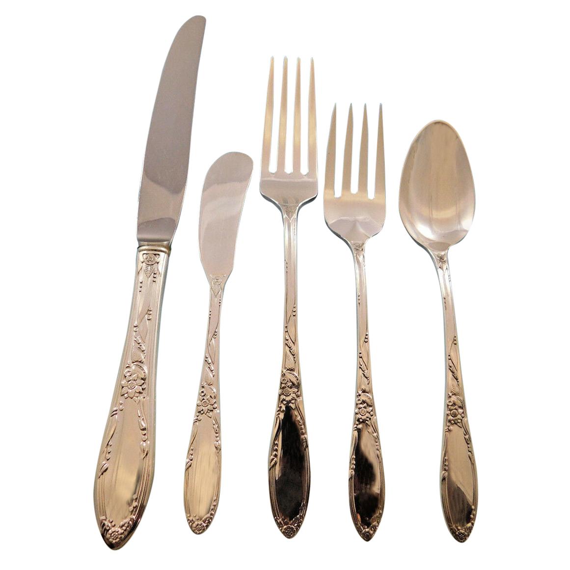 Virginian by Oneida Sterling Silver Flatware Set for 12 Service 60 Pieces For Sale