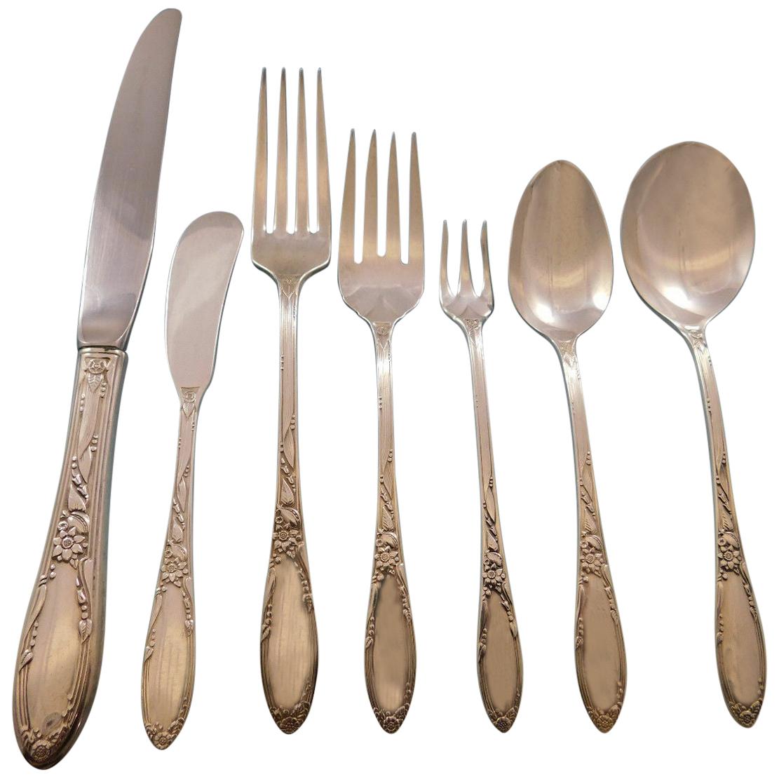 Virginian by Oneida Sterling Silver Flatware Set for 12 Service 92 Pieces For Sale