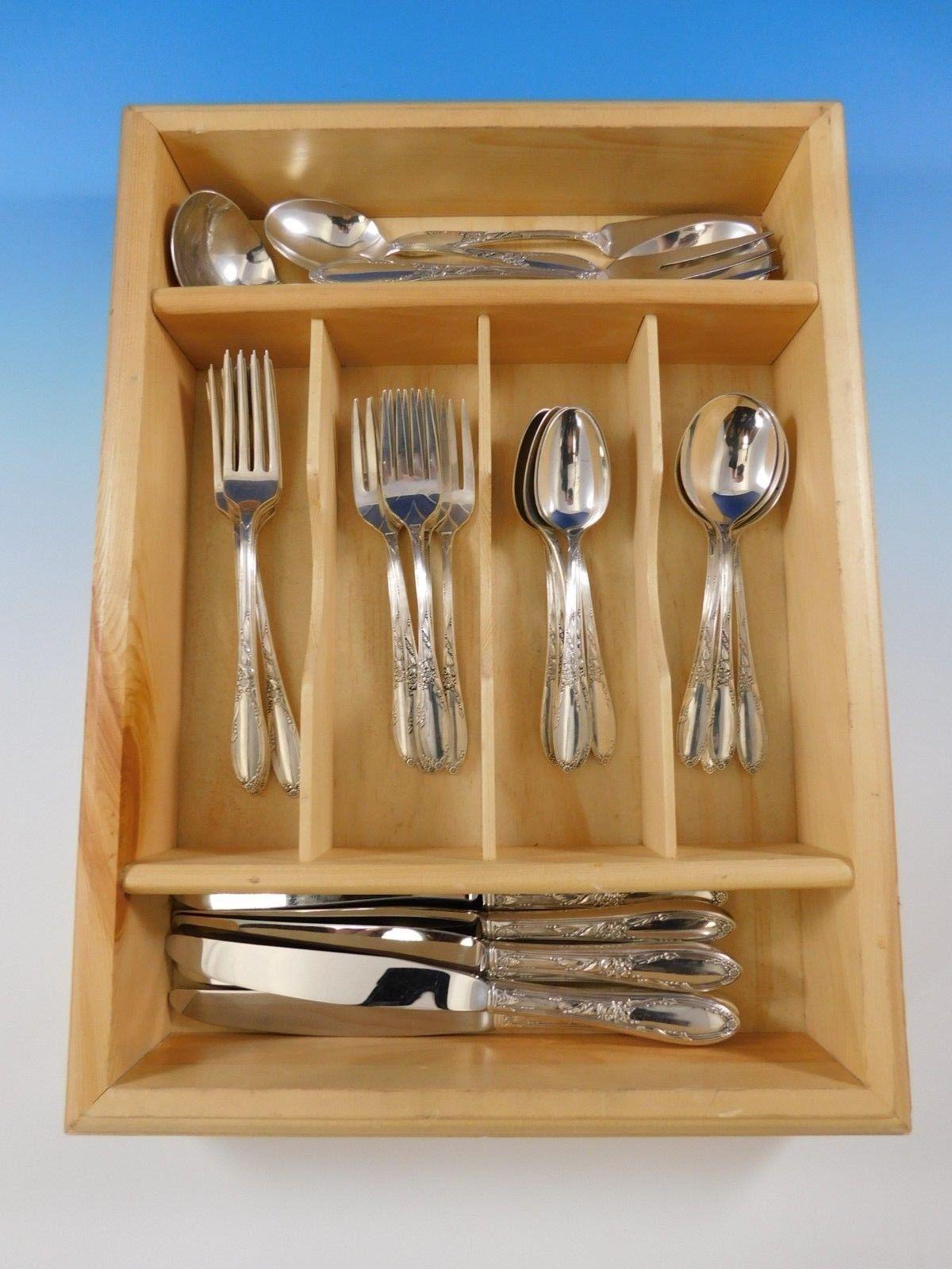 Virginian by Oneida Sterling Silver Flatware Set for 6 Service 35 Pieces Vintage For Sale 4