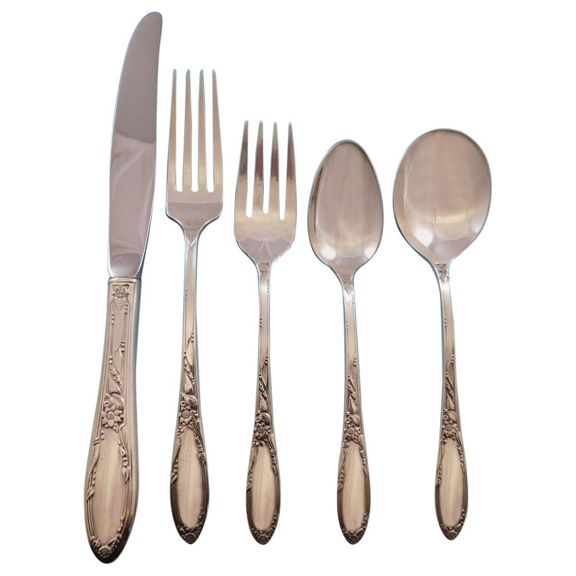 Virginian by Oneida Sterling Silver Flatware Set for 6 Service 35 Pieces Vintage For Sale