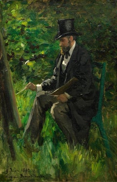 Portrait of a Painter at his Easel, a painting by Virginie Demont-Breton
