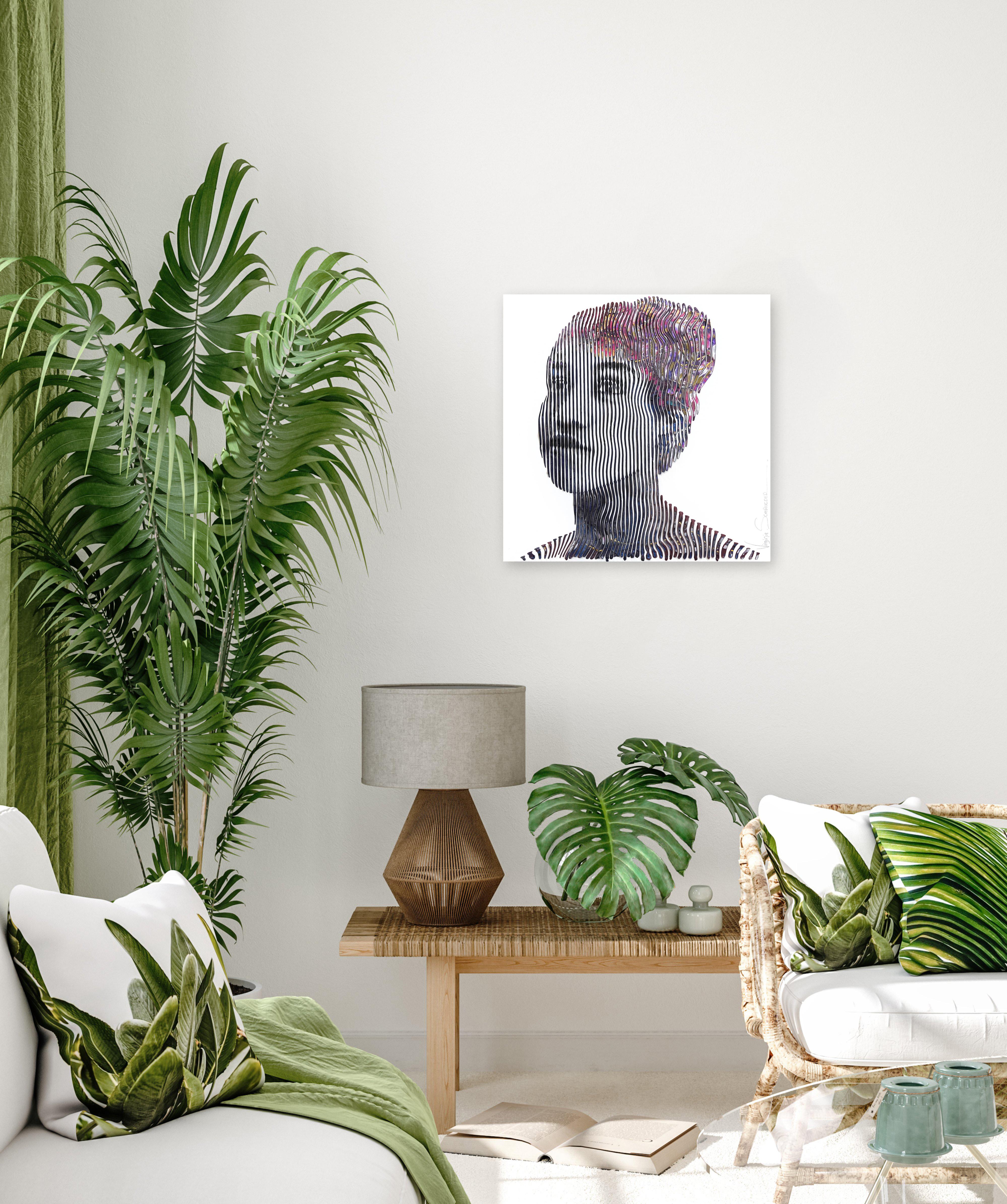 Aretha Franklin A Star Forever - Retrato Figurativo Línea Textura Arte Original en venta 1