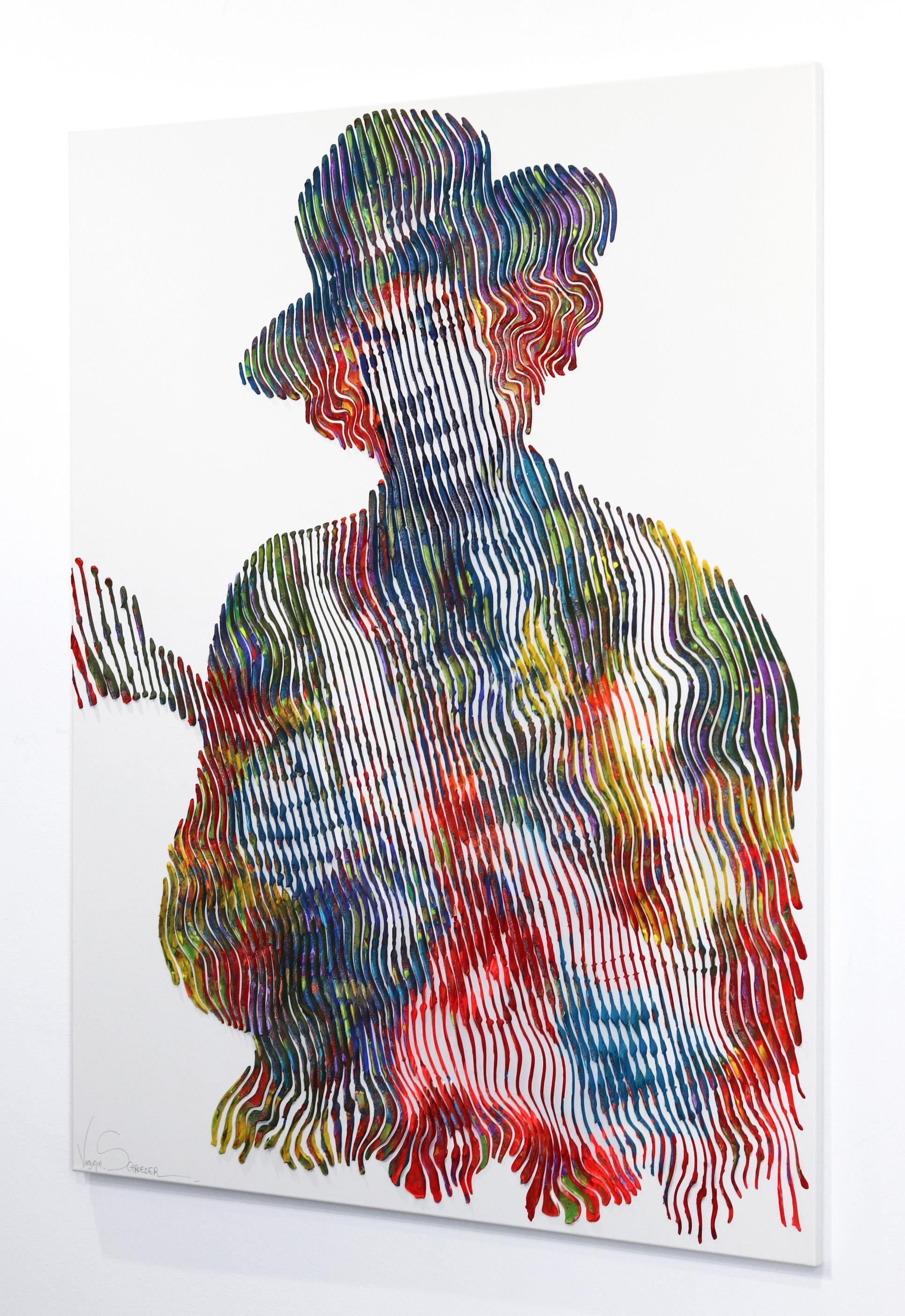 Can You See Me Jimi Hendrix - Retrato de pintura con textura 3D Arte figurativo original - Figurative Painting Gris de Virginie Schroeder