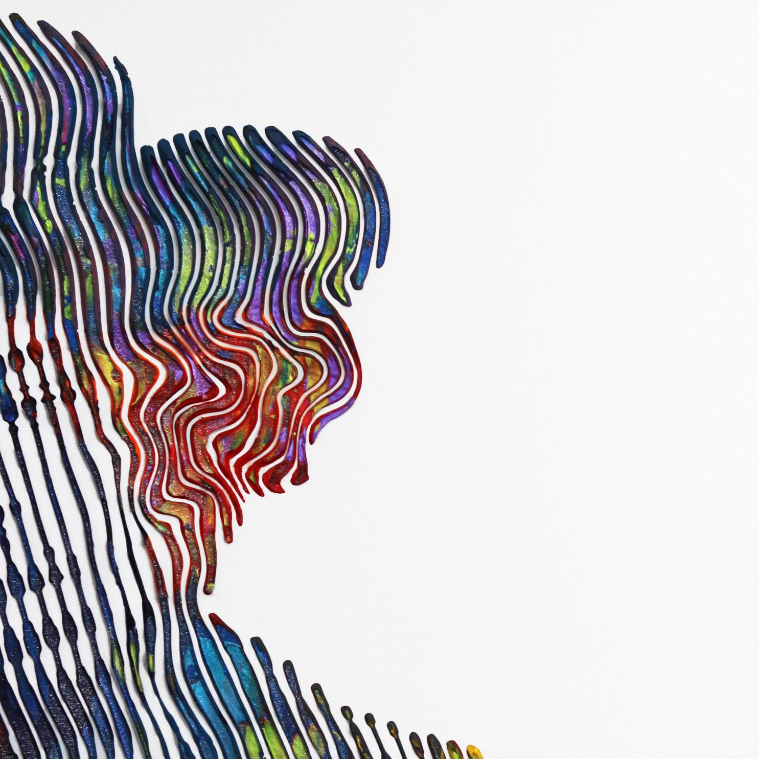 Jugando con la interacción entre espacio positivo y negativo, colores fuertes sobre fondos neutros, la artista canadiense Virginie Schroeder crea retratos de arte pop e imágenes icónicas de la cultura pop que desafían la representación pictórica