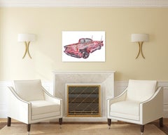 Chevrolet Bel Air 1957 - 3D Textura Linea Coche Retro Figurativo Pintura Pop Art