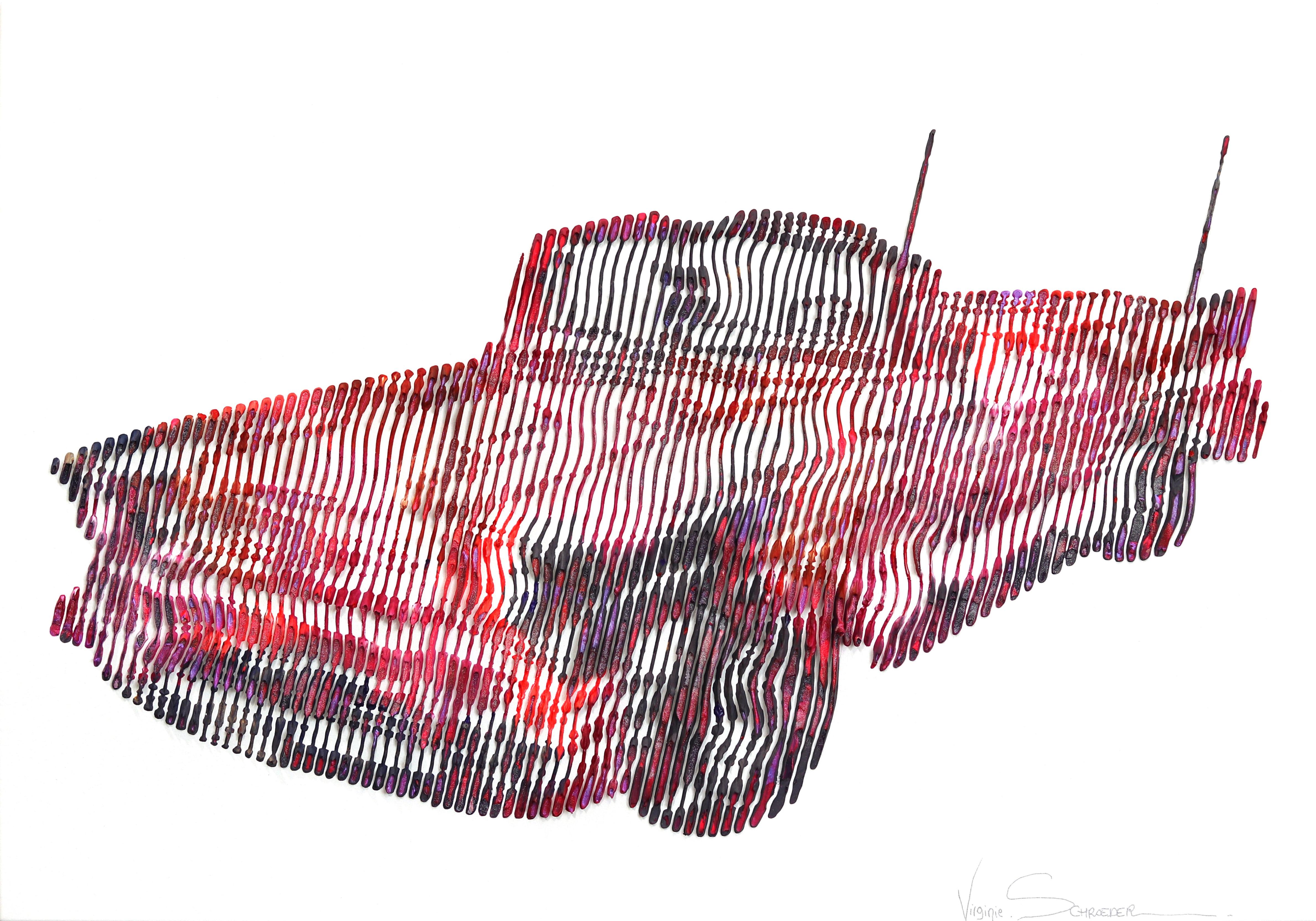Portrait Painting de Virginie Schroeder - Chevrolet Bel Air 1957 - 3D Textura Linea Coche Retro Figurativo Pintura Pop Art