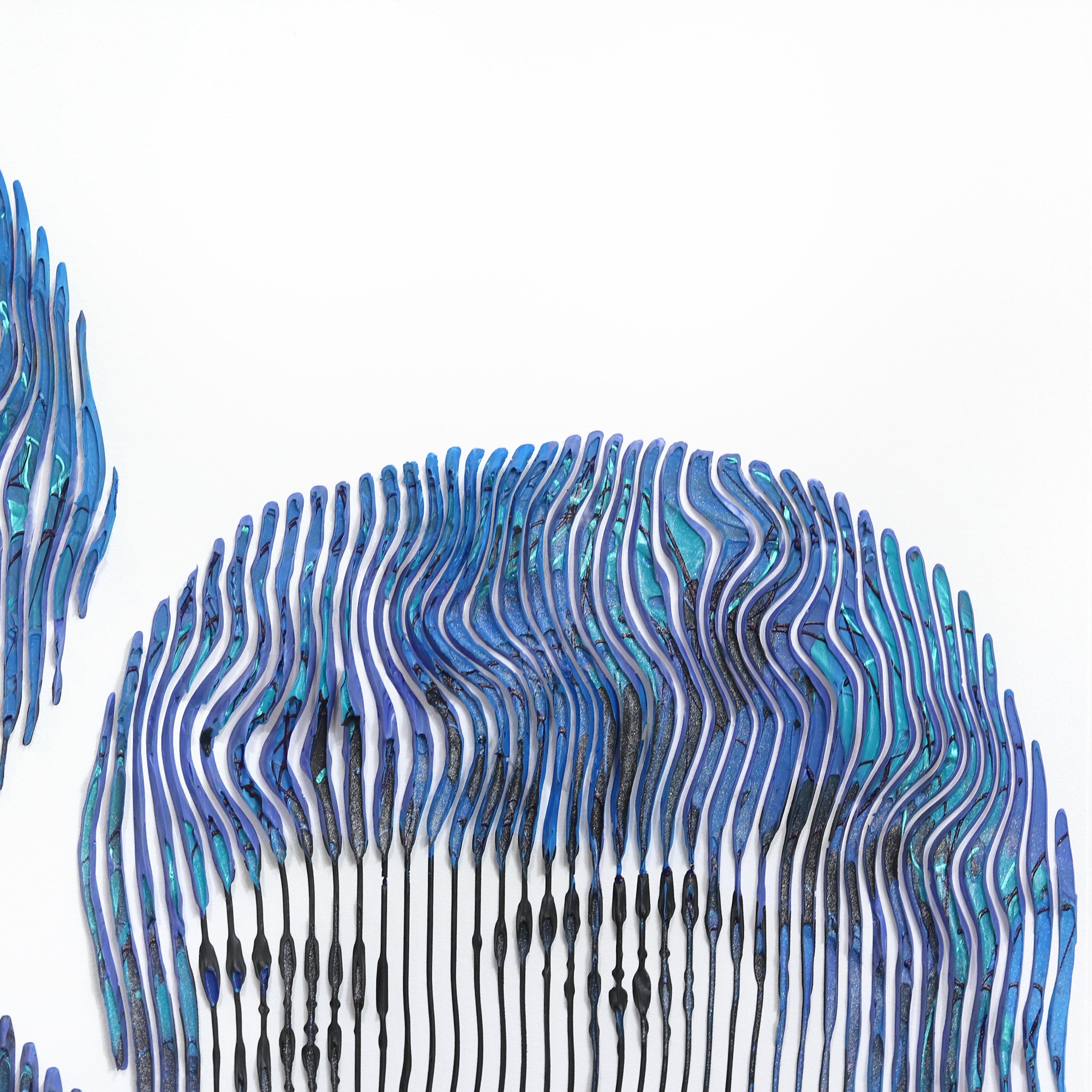 Juntos: La historia de The Beatles -  Gran Pintura Figurativa Abstracta 3D Azul en venta 1