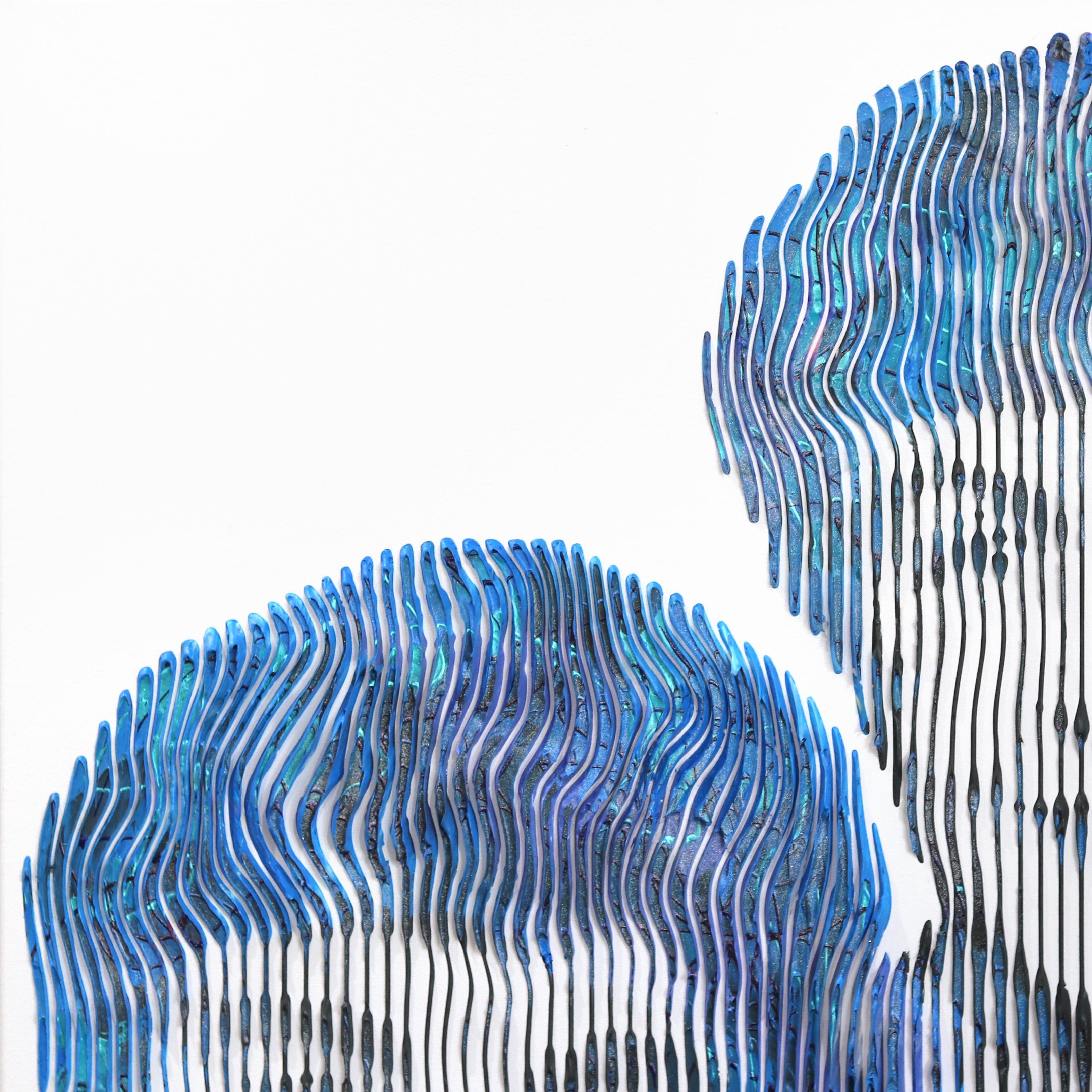 Juntos: La historia de The Beatles -  Gran Pintura Figurativa Abstracta 3D Azul en venta 3