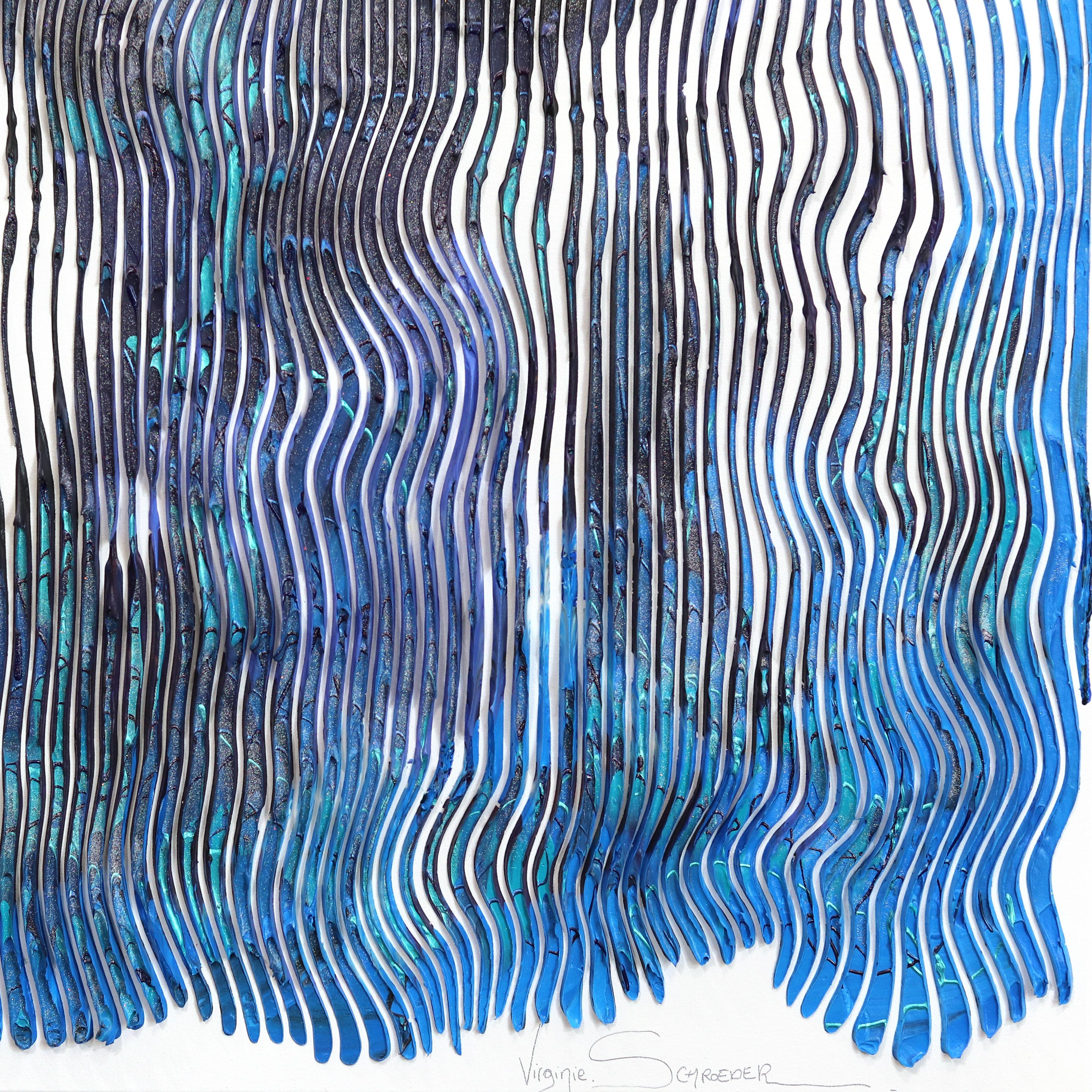 Juntos: La historia de The Beatles -  Gran Pintura Figurativa Abstracta 3D Azul en venta 4
