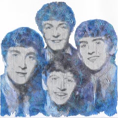 Come Together: The Beatles Story -  Large Figurative Abstract 3D Blue Painting
