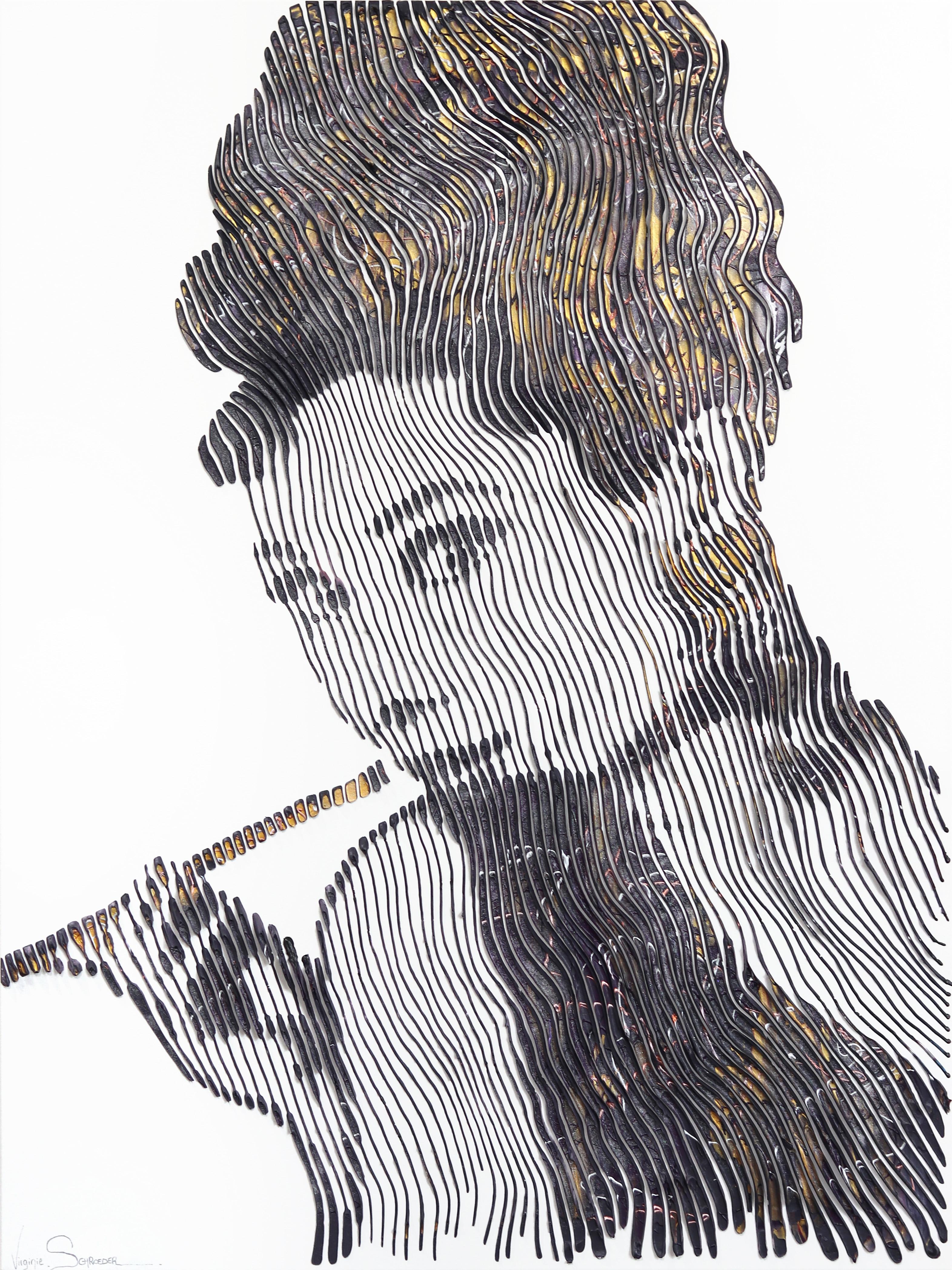 Abstract Painting di Virginie Schroeder - Vieni con me a Colazione da Tiffany - Audrey Hepburn Pittura testuale 3D