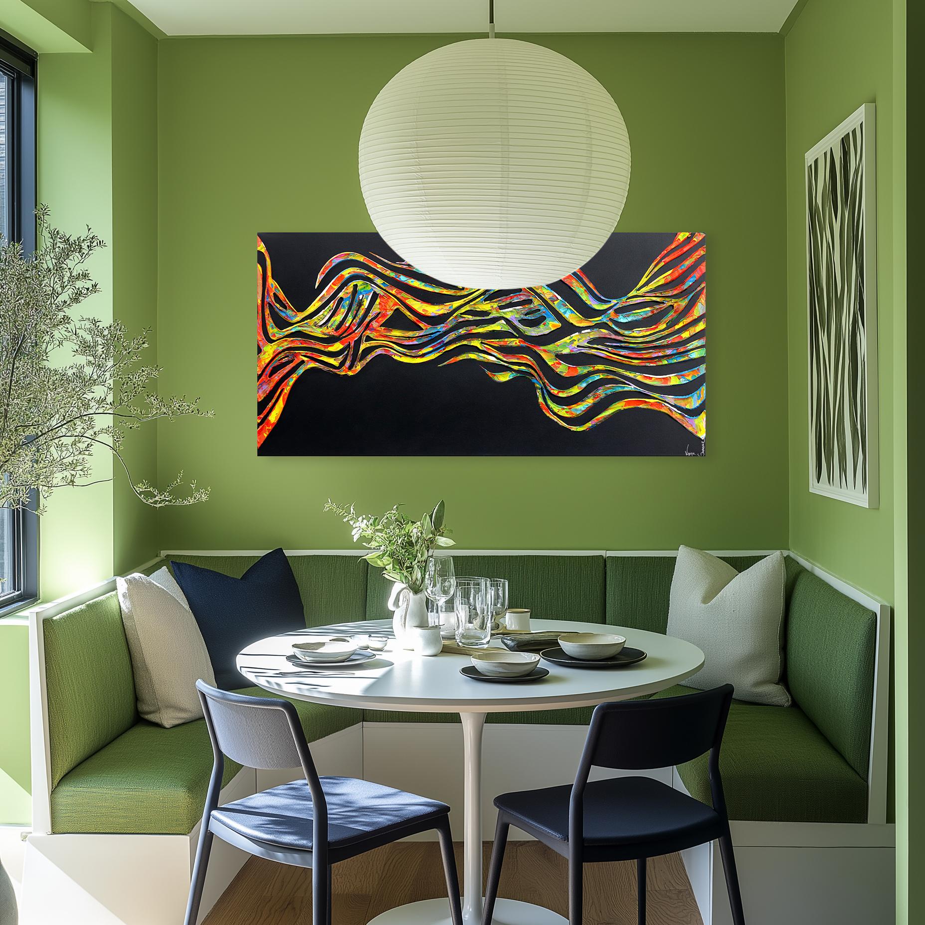 La danza cosmica collega ogni cosa nell'universo - Pittura astratta 3D testurizzata in vendita 1