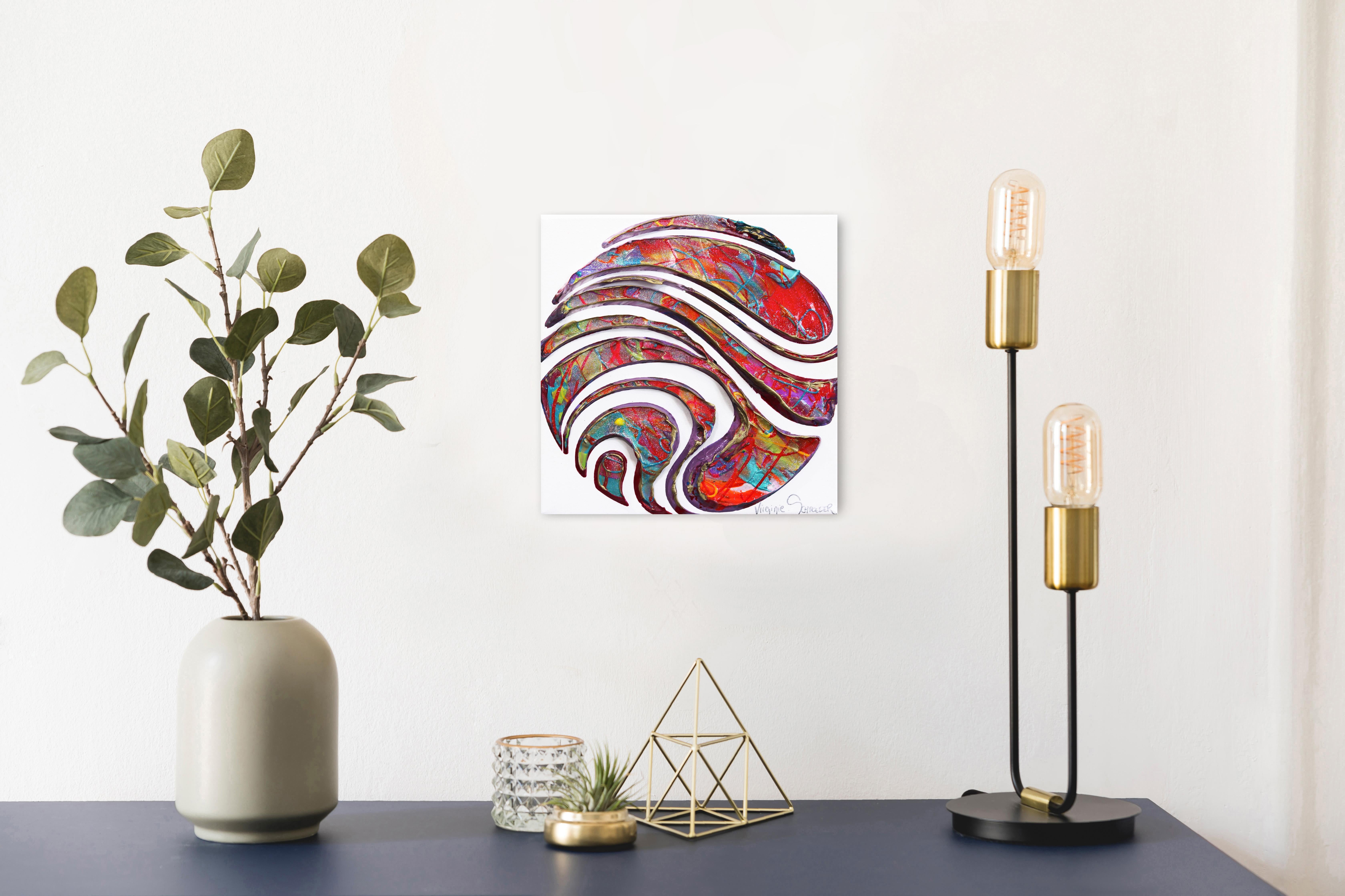 Find Your Dream and Focus - Colorful Abstract 3D Circle Textural Painting - Pop Art Art by Virginie Schroeder