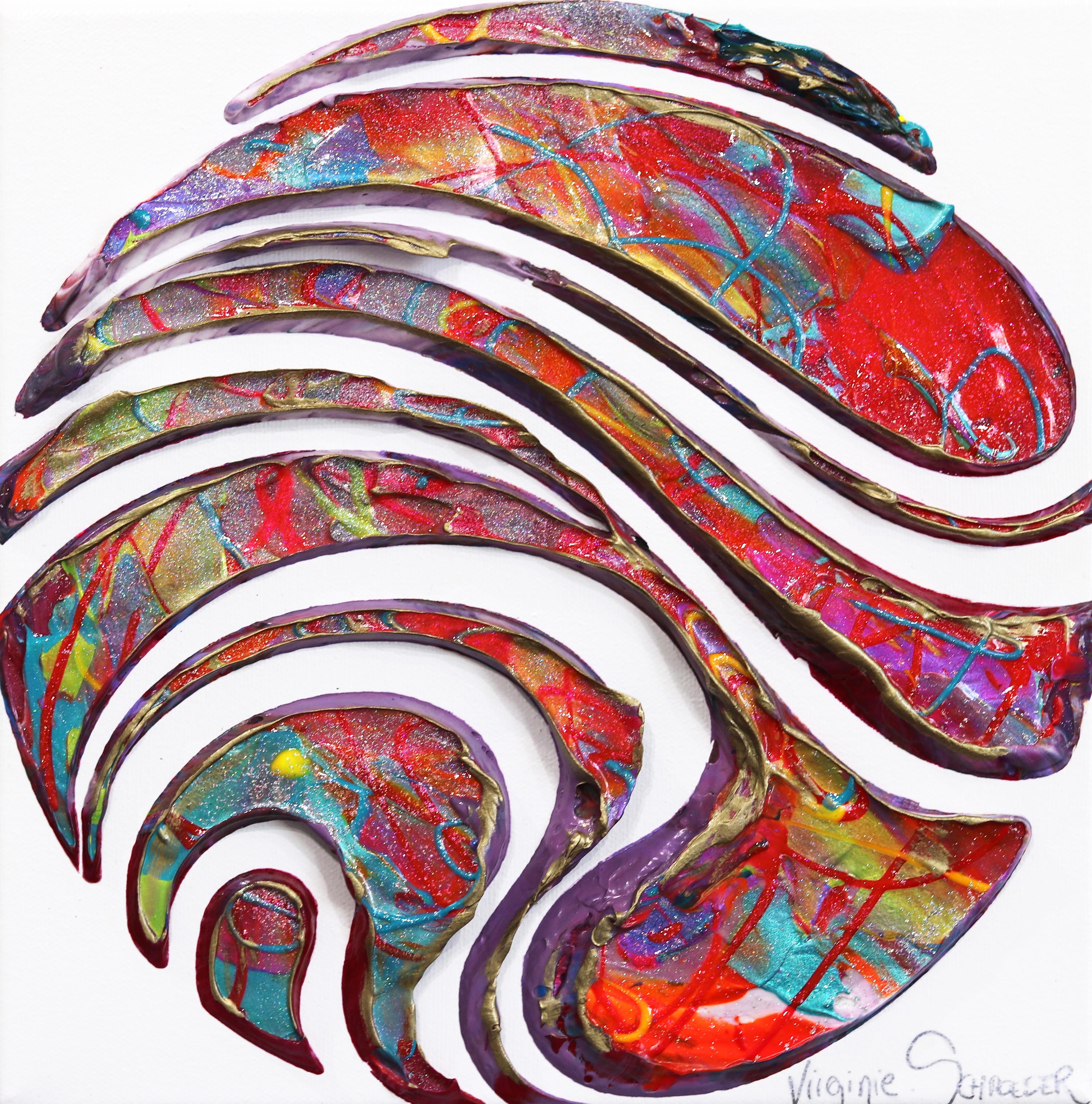 Find Your Dream and Focus - Colorful Abstract 3D Circle Textural Painting - Art by Virginie Schroeder
