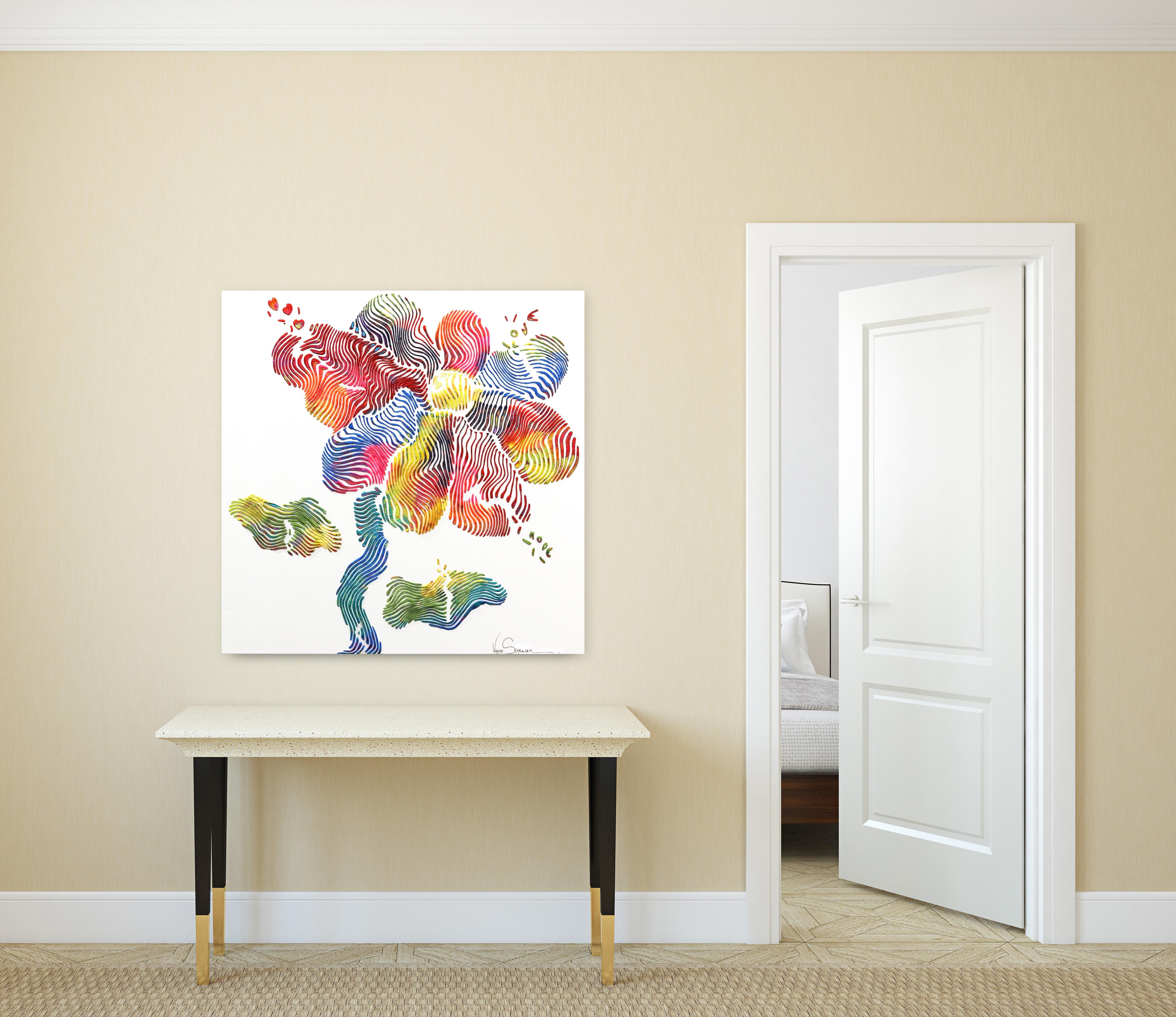 Flower Balloon Love Explosions - Painting by Virginie Schroeder