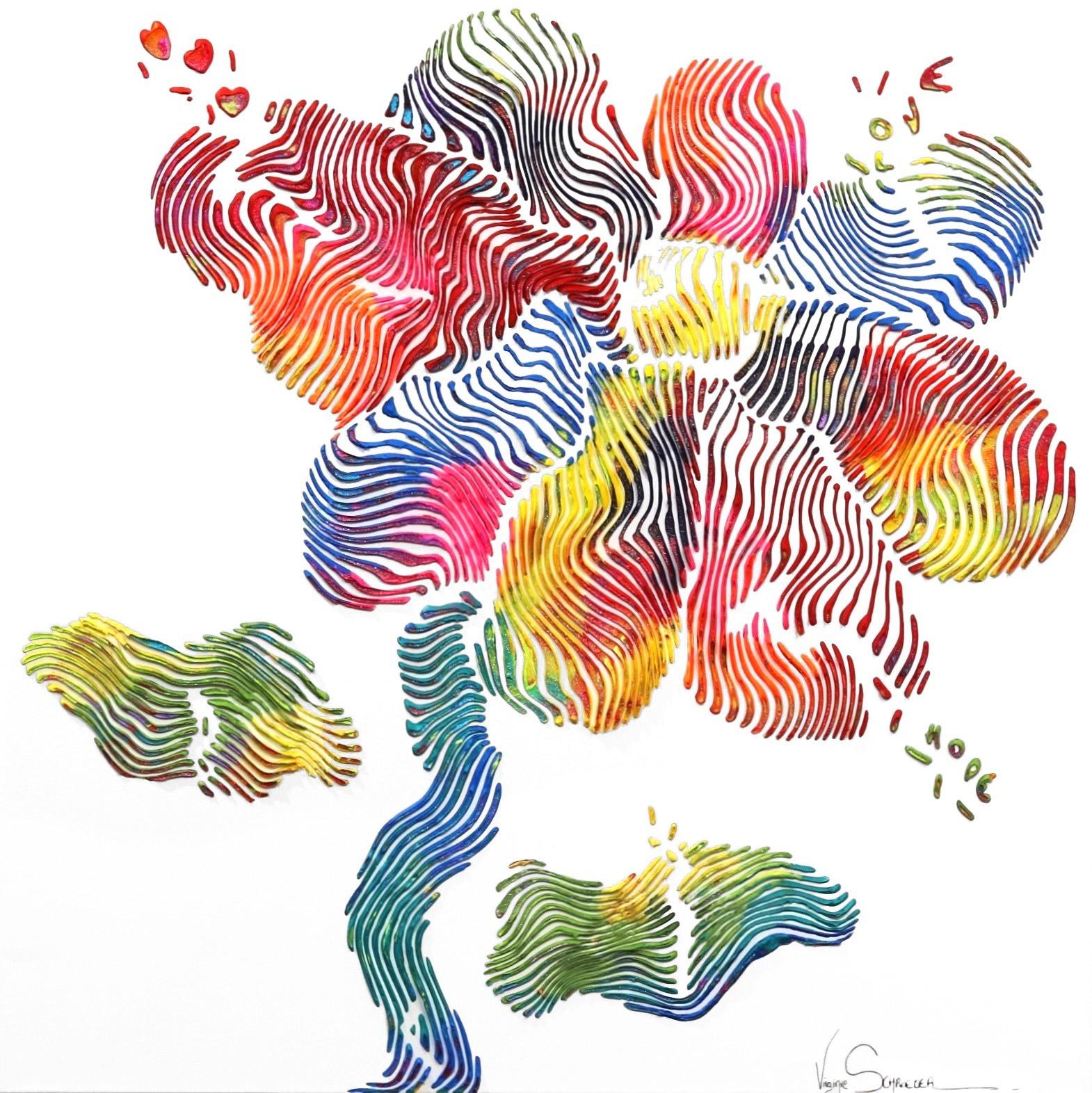 Virginie Schroeder Portrait Painting - Flower Balloon Love Explosions