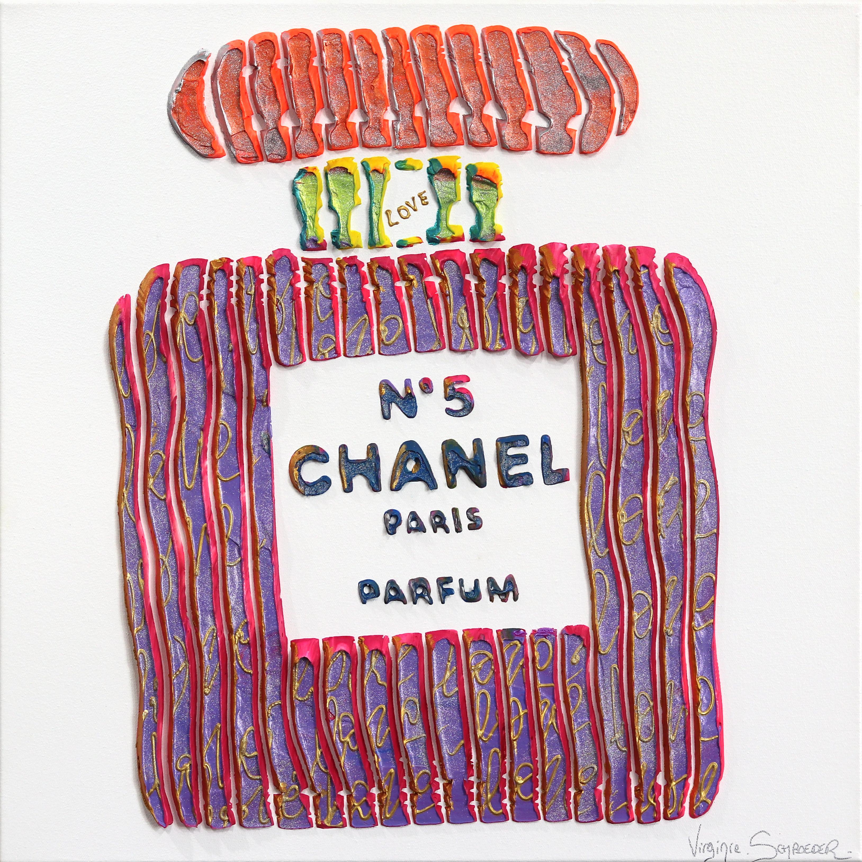 Fragancia en Ilusión: Chanel nº 3 Reinventado - Pintura abstracta texturizada en 3D