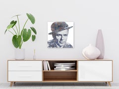 Frank Sinatra cantando bajo la lluvia - Retrato en pintura original en relieve con textura