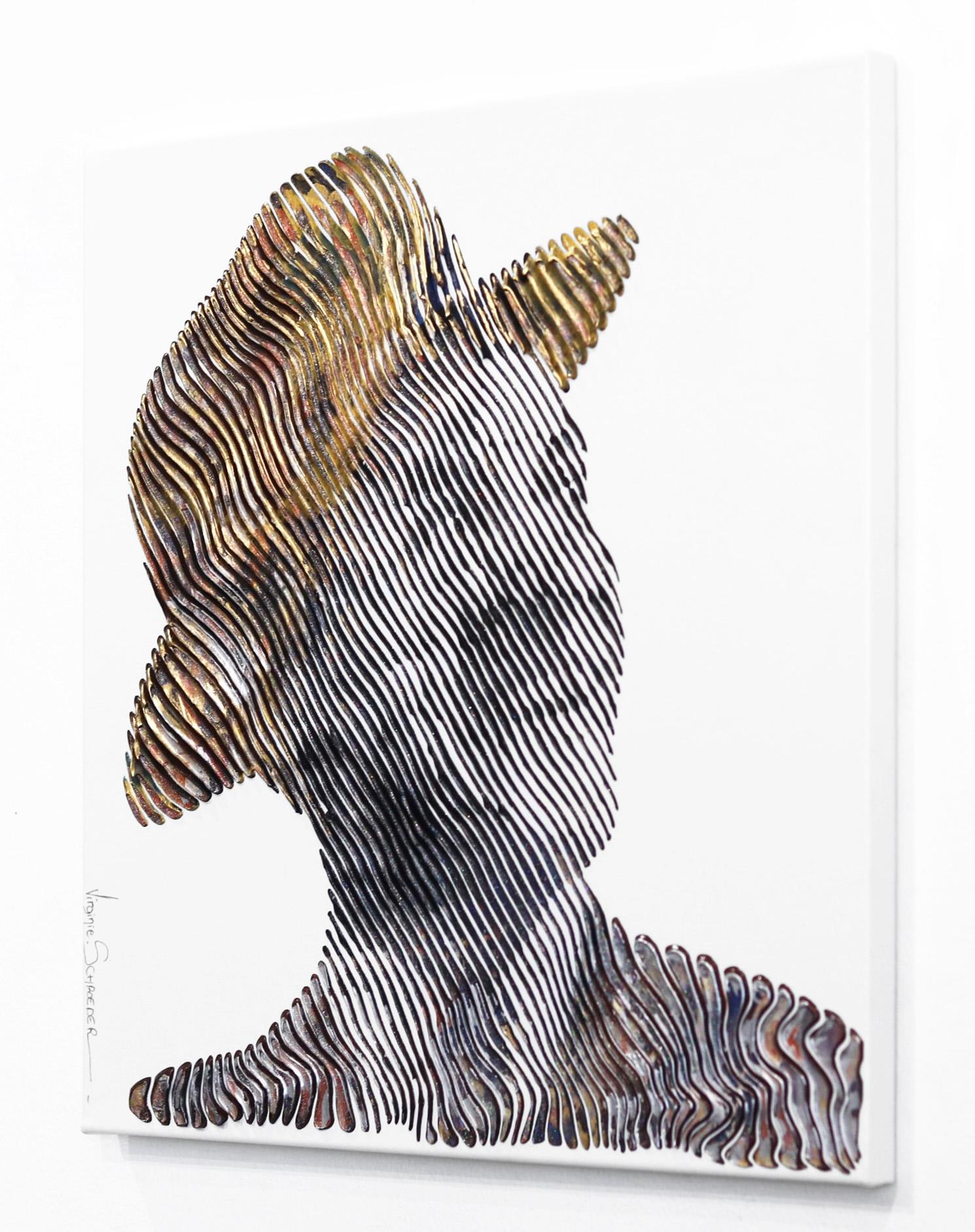 Frank Sinatra La canzone sei tu - Ritratto figurativo pop art testuale - Figurative Painting Grigio di Virginie Schroeder