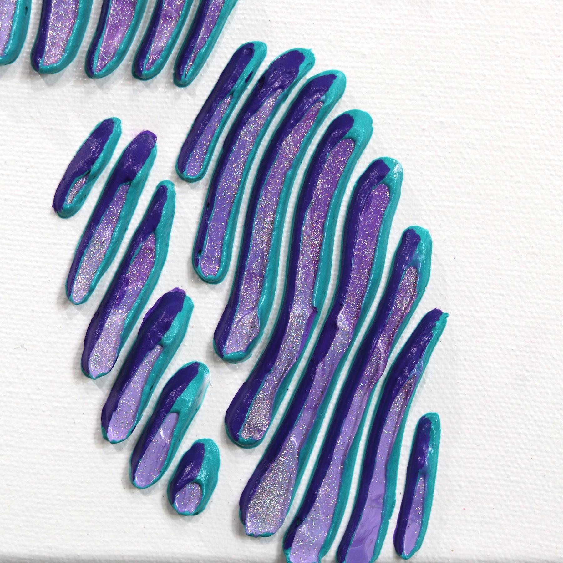 Sono Blu, No Sono Viola Cane Palloncino - Pittura astratta minimalista 3D Textural in vendita 2