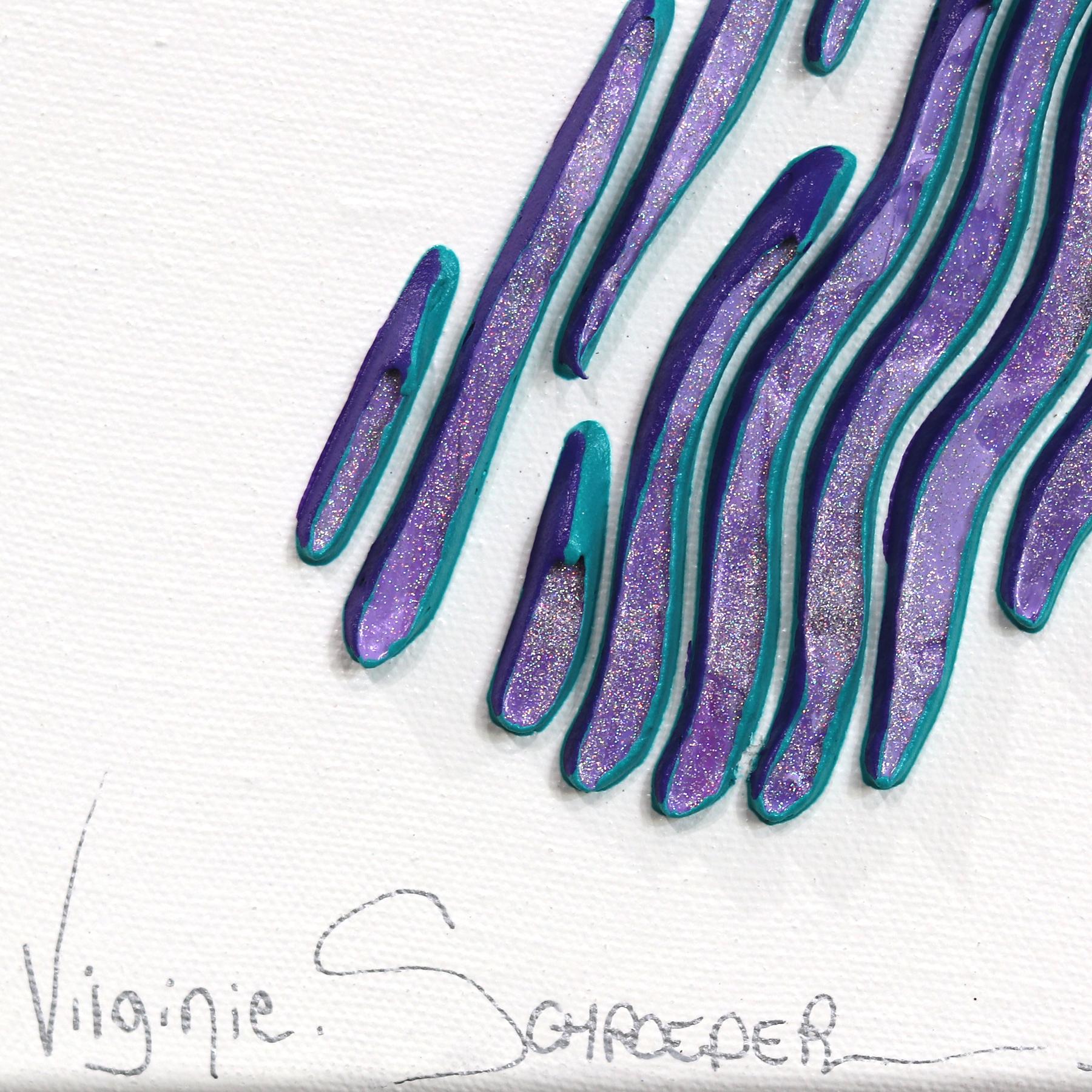 Sono Blu, No Sono Viola Cane Palloncino - Pittura astratta minimalista 3D Textural in vendita 3