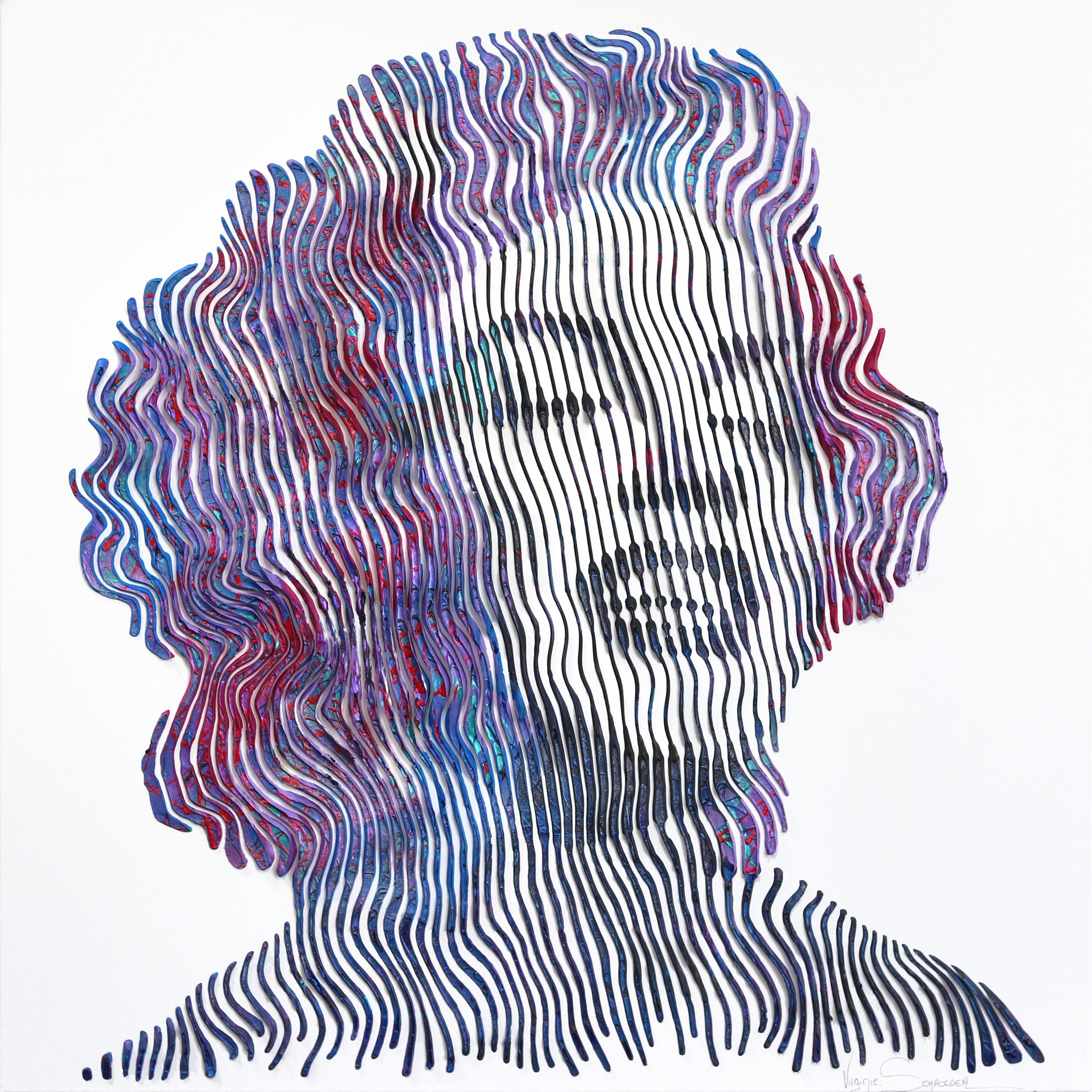 Abstract Painting di Virginie Schroeder - Leggenda nella luce e nell'ombra: Marilyn Monroe -  Pittura 3D figurativa astratta