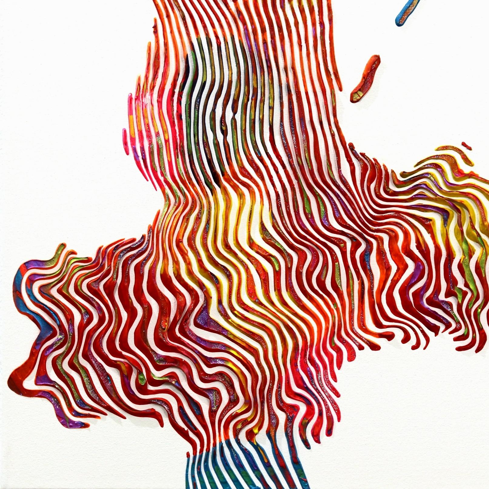 La bambina con l'esplosione di palloncini d'amore - Pittura originale di figura con texture in vendita 2