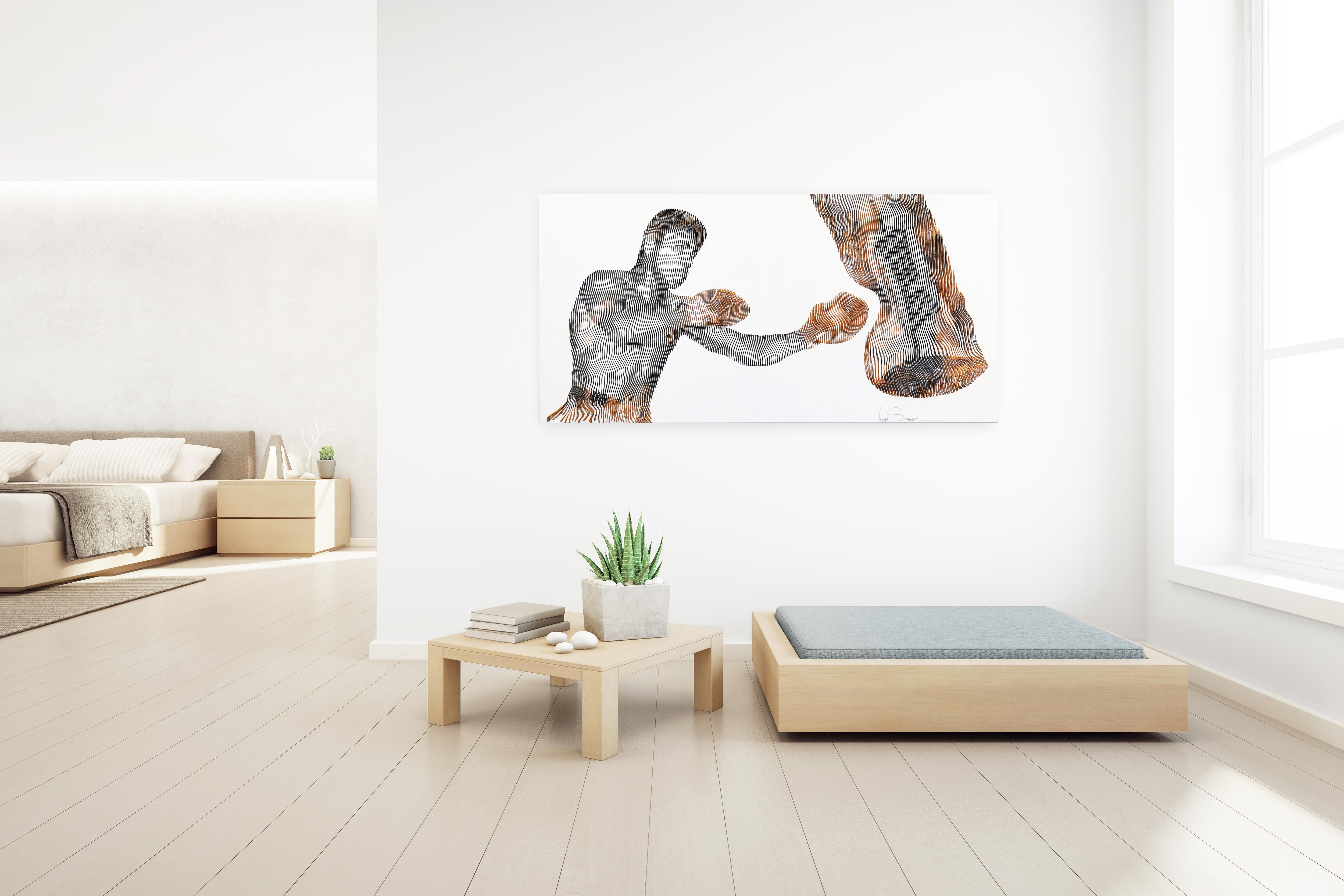 Muhammad Ali: La leyenda de mis sueños - Obra de arte figurativa original de deportes - Painting de Virginie Schroeder