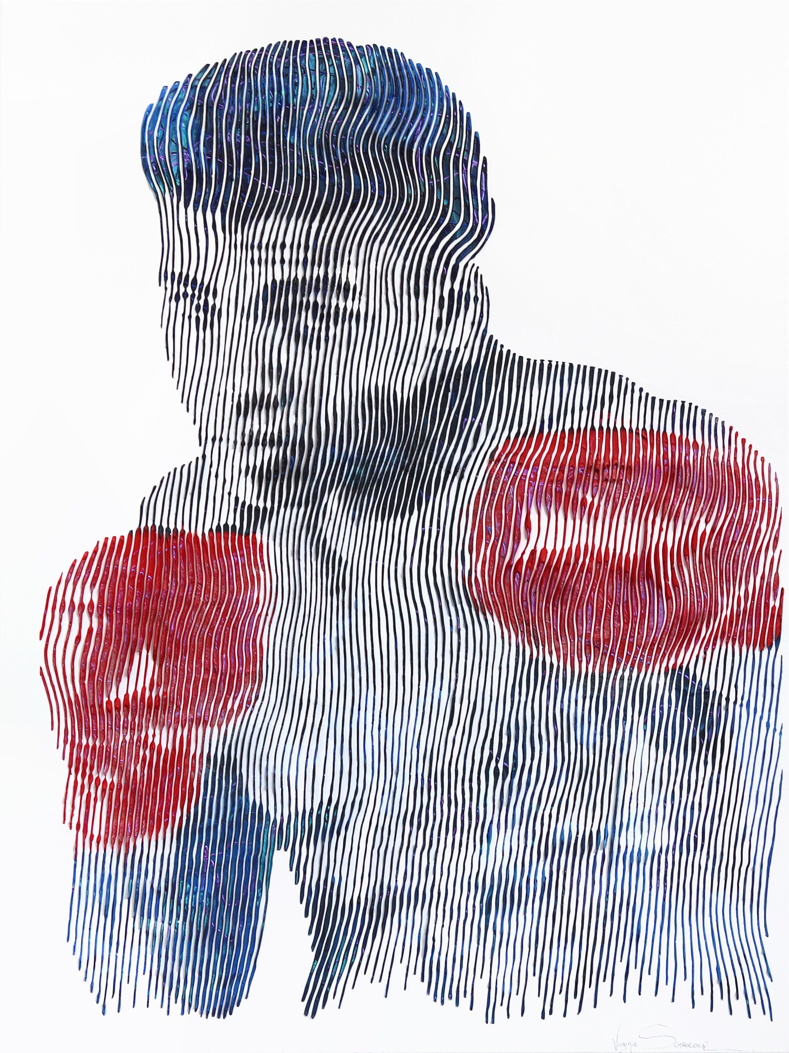 Abstract Painting di Virginie Schroeder - Muhammad Ali, il re del ring - Pittura astratta figurativa 3D con texture