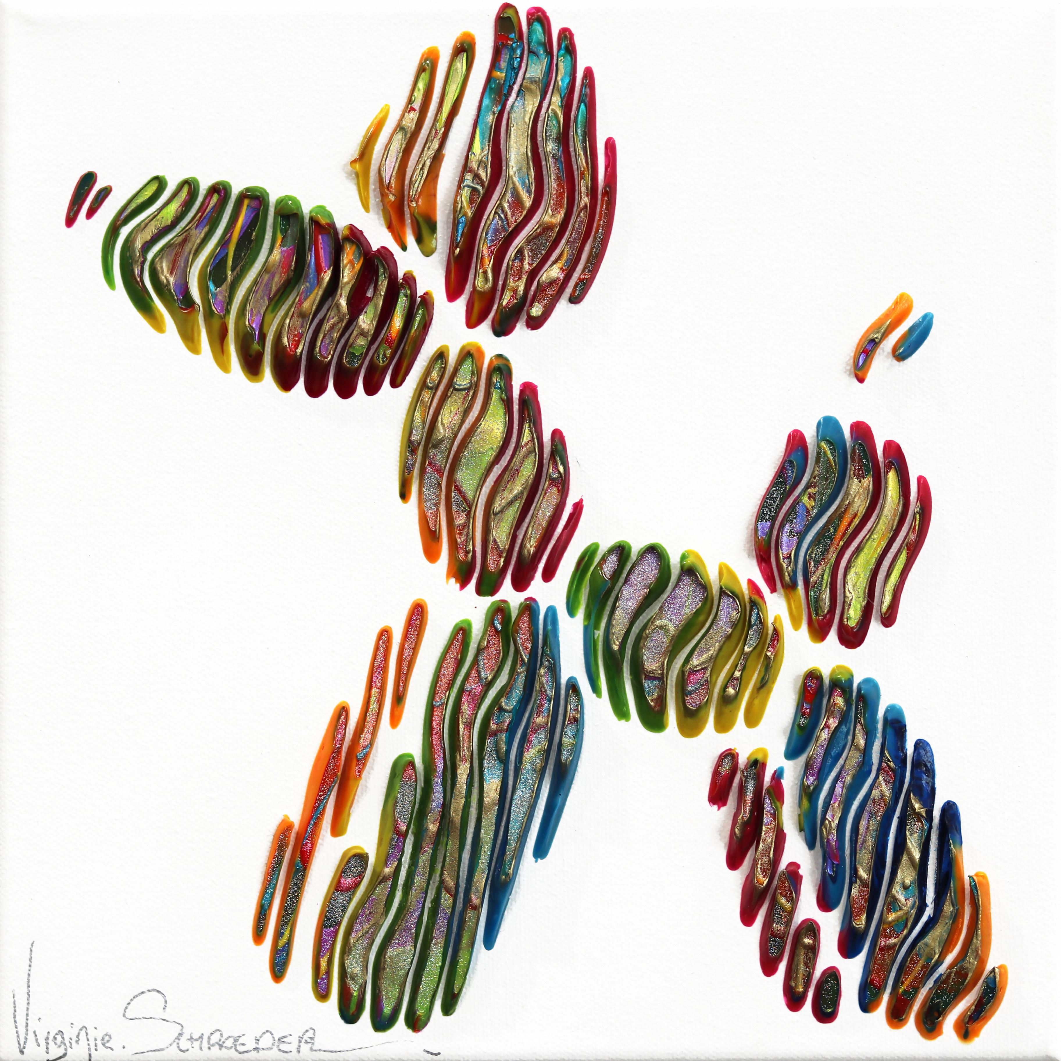 My Baby Balloon Dog – Minimalistisches abstraktes, strukturiertes Gemälde