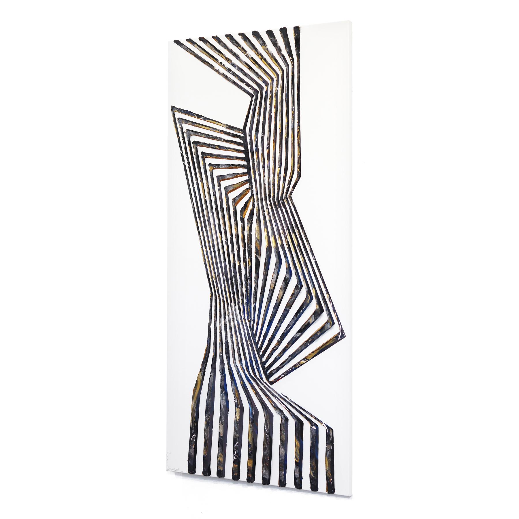 My Destiny Takes a Geometrically Surprising Angle - 3D Texturiertes Gemälde im Angebot 1