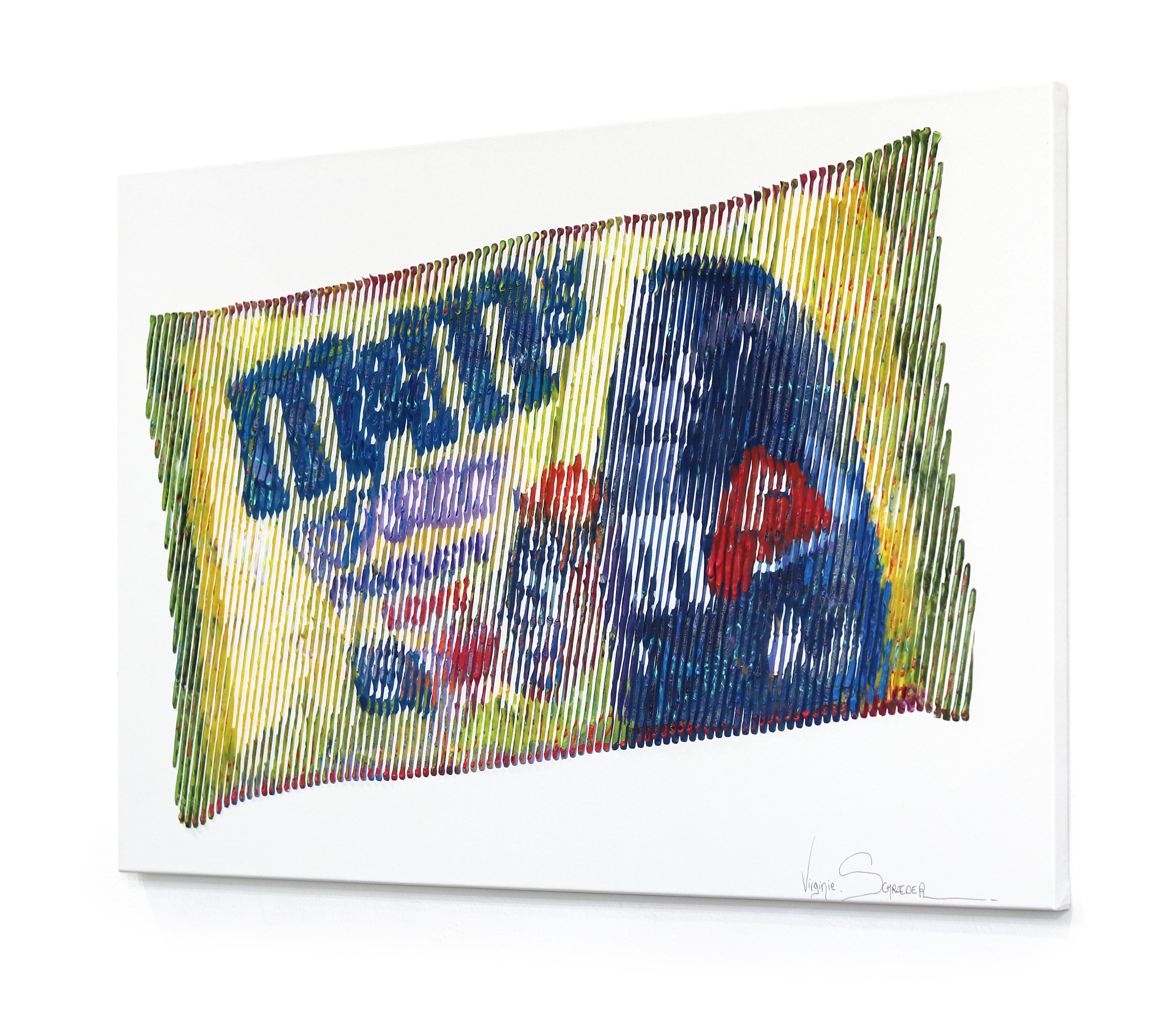 La mia caramella preferita per sempre -  Pittura astratta 3D colorata di caramelle e cibo - Abstract Painting Beige di Virginie Schroeder