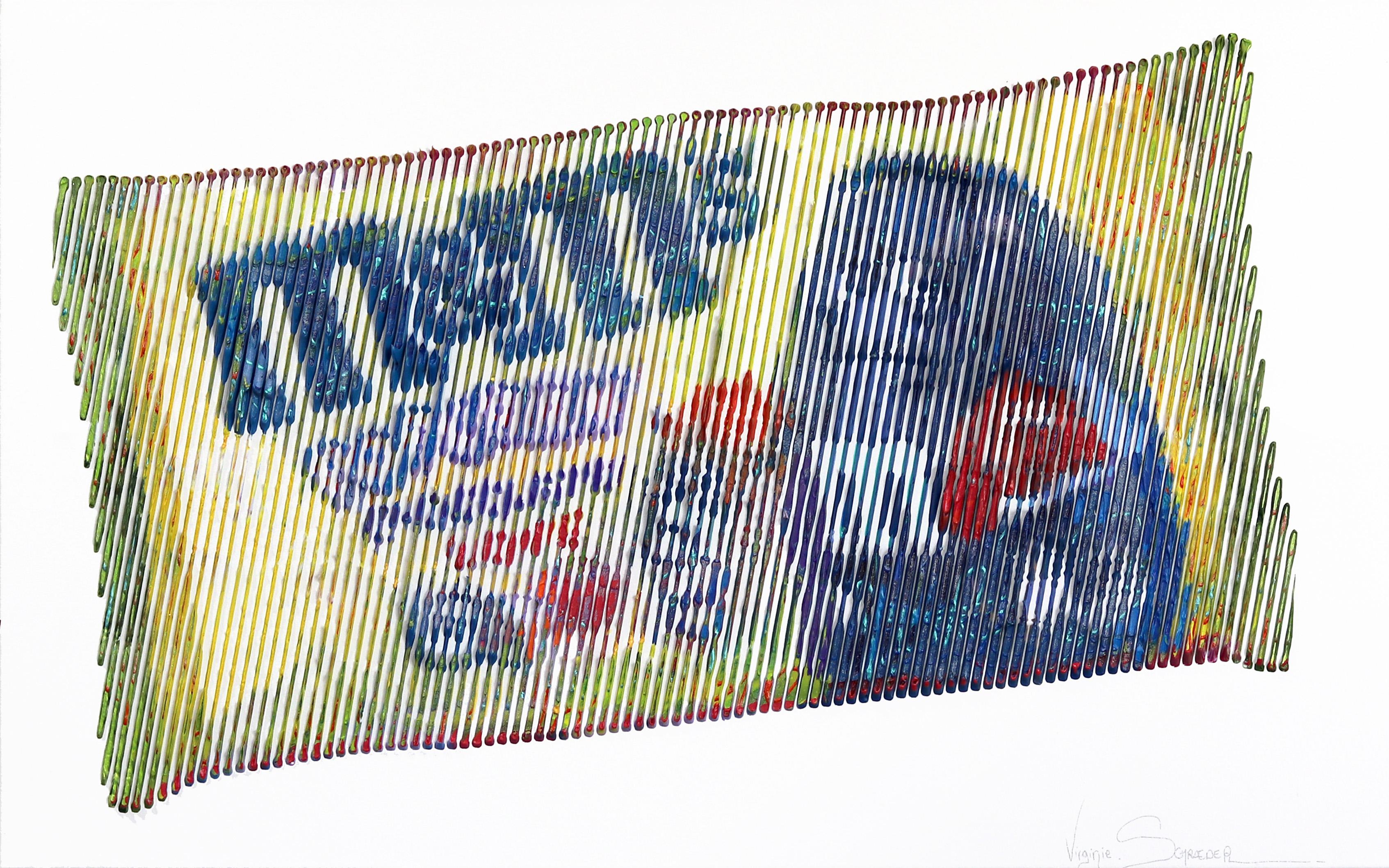 Abstract Painting di Virginie Schroeder - La mia caramella preferita per sempre -  Pittura astratta 3D colorata di caramelle e cibo