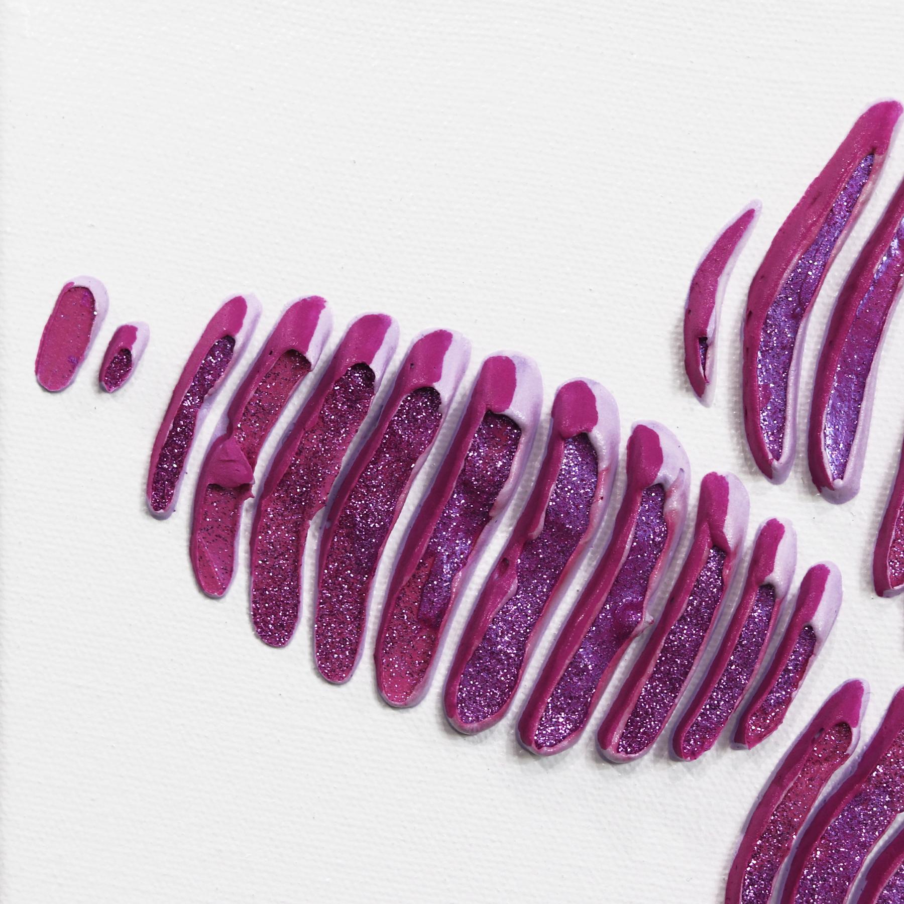 Palloncino per cani rosa e lavanda - Pittura astratta minimalista con texture 3D - Painting Pop Art di Virginie Schroeder