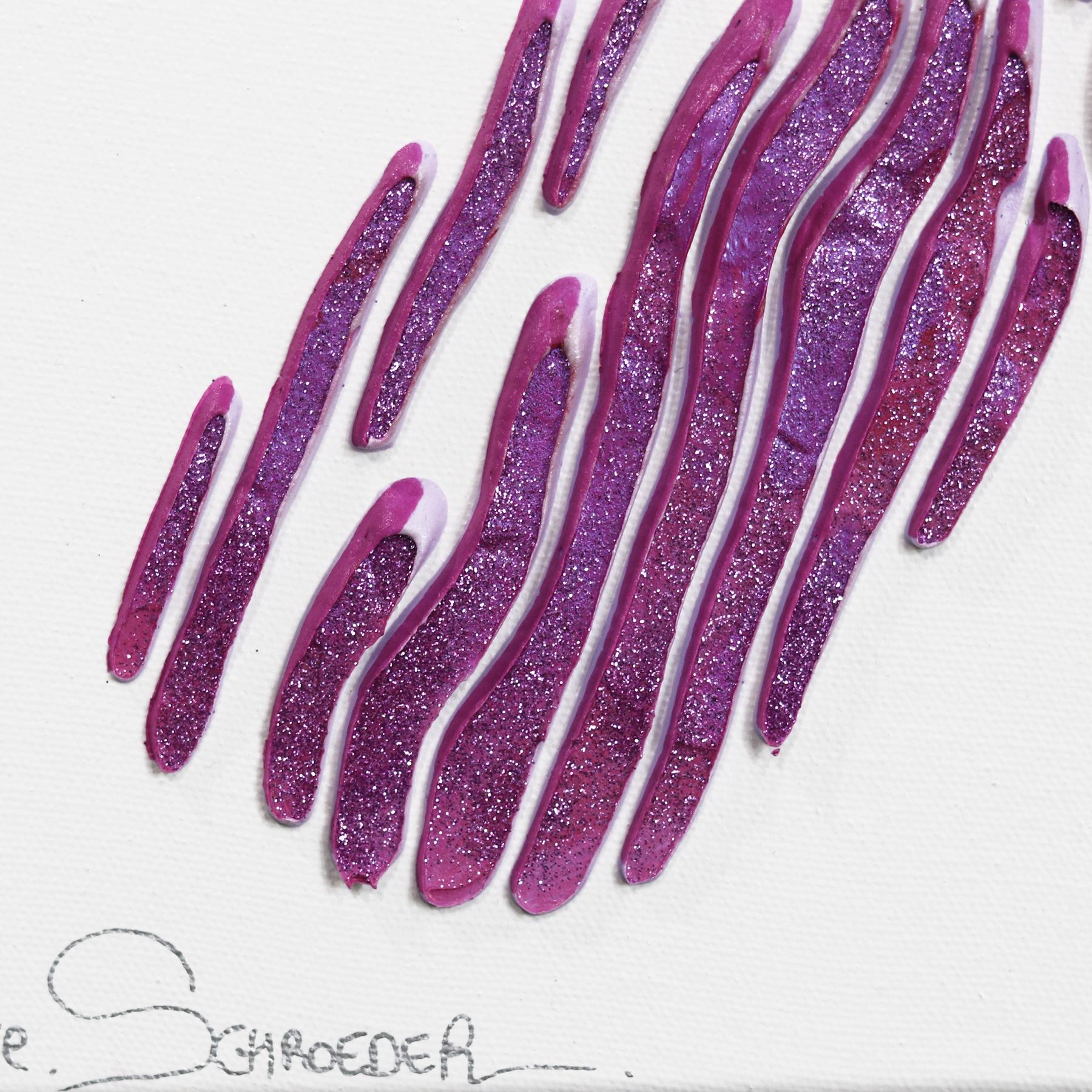 Palloncino per cani rosa e lavanda - Pittura astratta minimalista con texture 3D in vendita 3