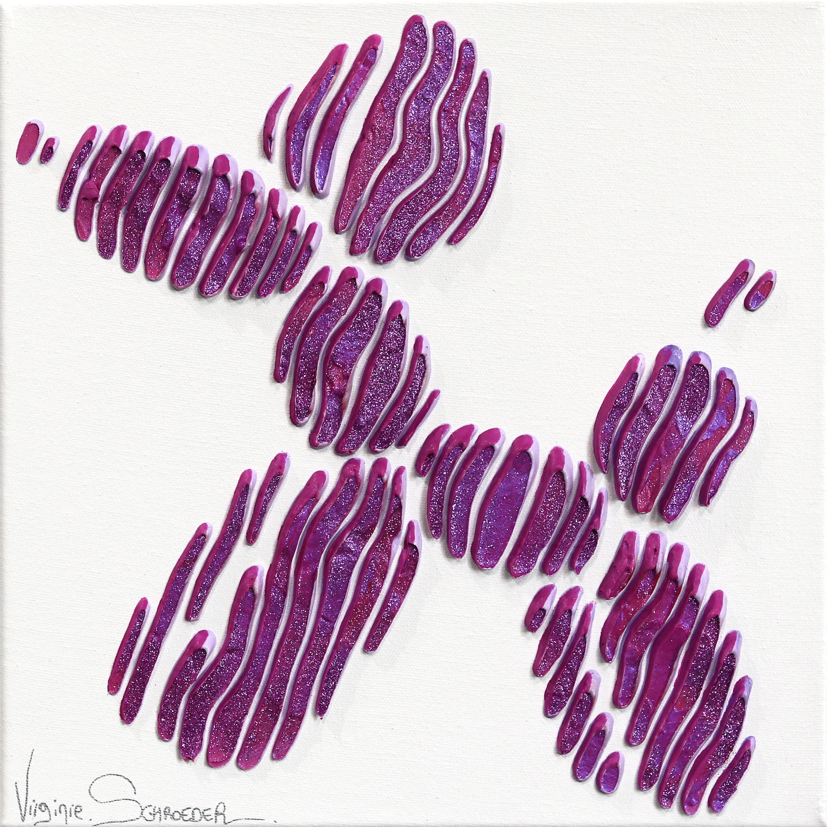 Hundeballon in Rosa und Lavendel - Minimalistisches abstraktes 3D-Texturgemälde